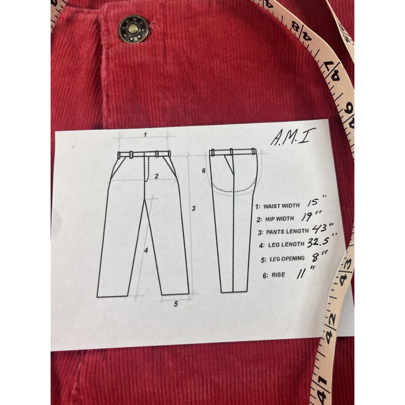 AMI AMI Pant Trousers Red Corduroy Paris Alexandre Mattiussi Hig Size 32" / US 10 / IT 46 - 8 Thumbnail