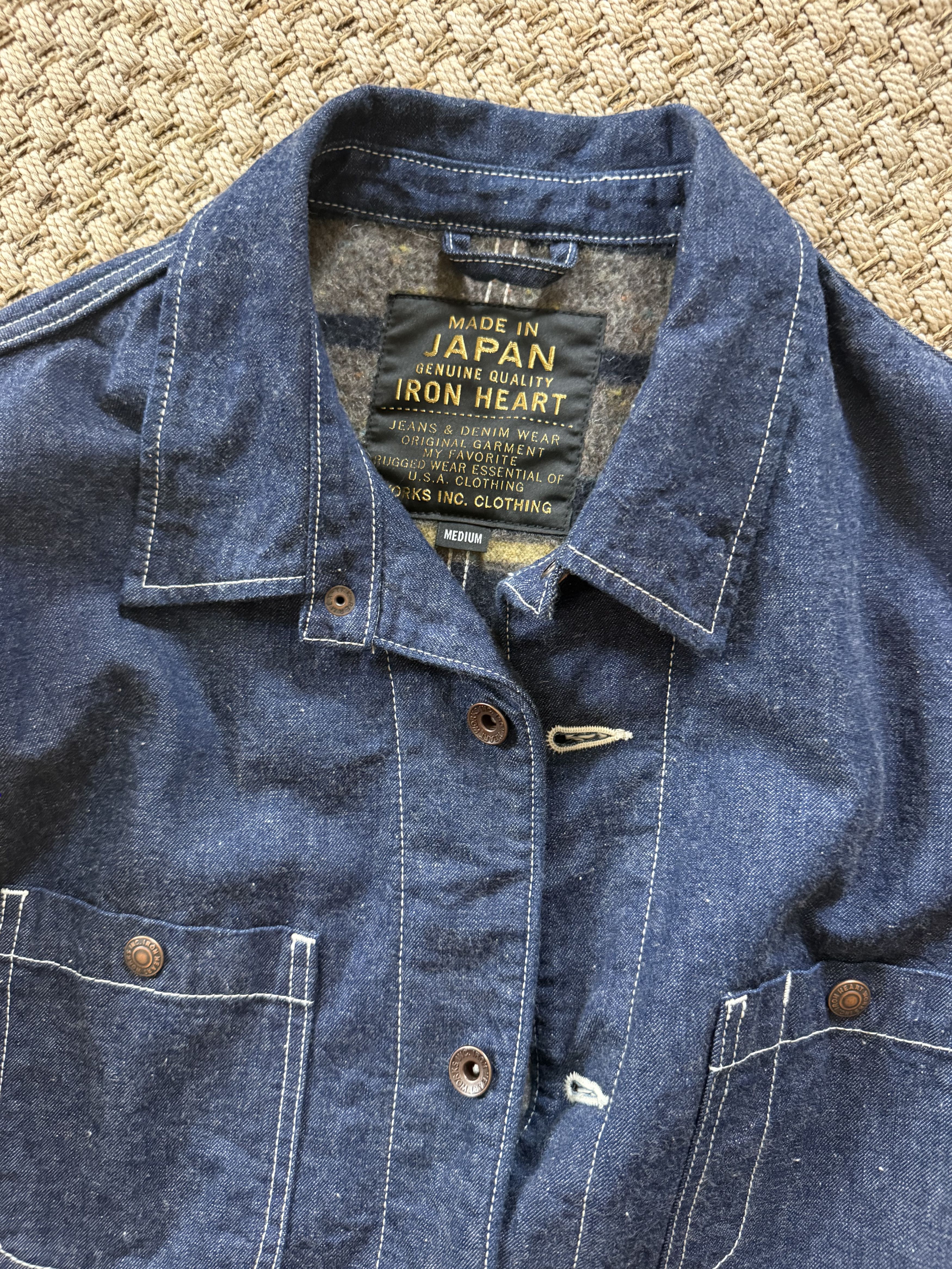 Iron Heart 10oz selvedge denim blanket lined chore jacket Size US M / EU 48-50 / 2 - 2 Thumbnail