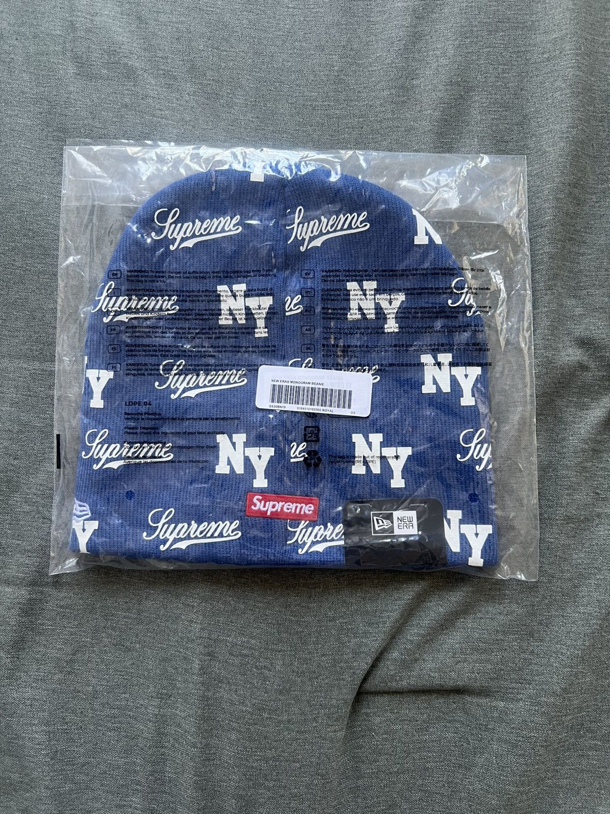 Supreme Supreme New Era Monogram Beanie Royal Size ONE SIZE - 2 Thumbnail