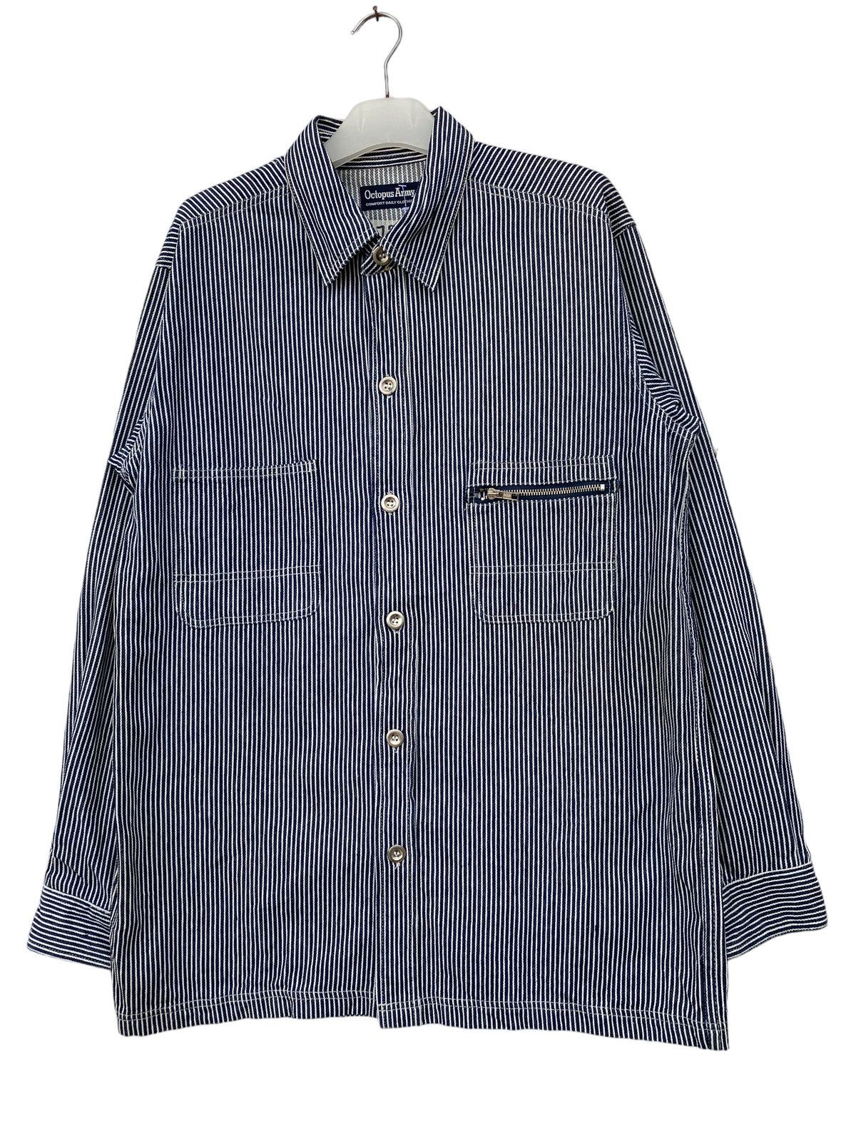 Japanese Brand Octopus Army Hickory Stripe Button Down Jacket Size US L / EU 52-54 / 3 - 1 Thumbnail