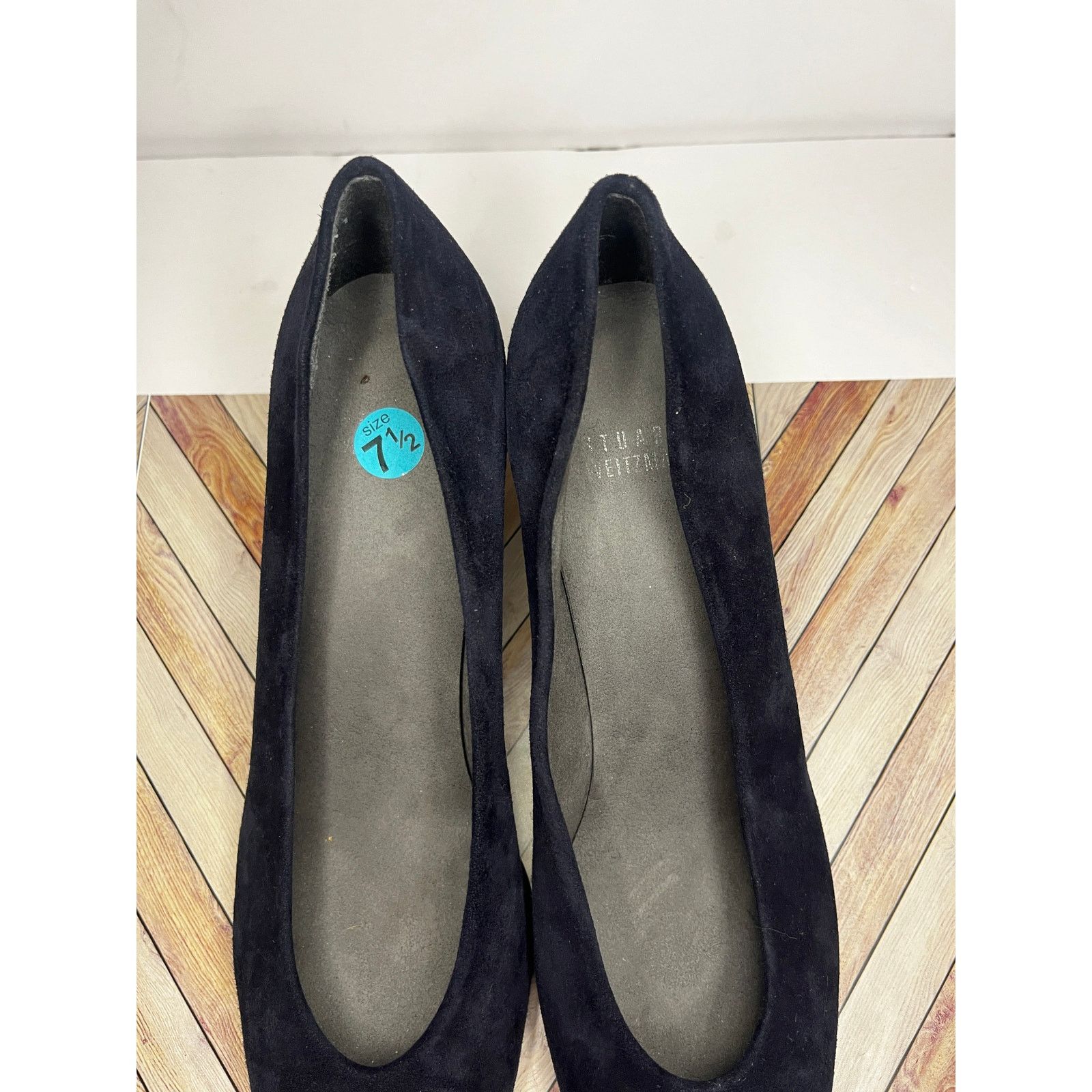 Stuart Weitzman Stuart Weitzman Alma Suede Heeled Pump Shoes Navy Womens 7.5 Size US 7.5 / IT 37.5 - 6 Thumbnail