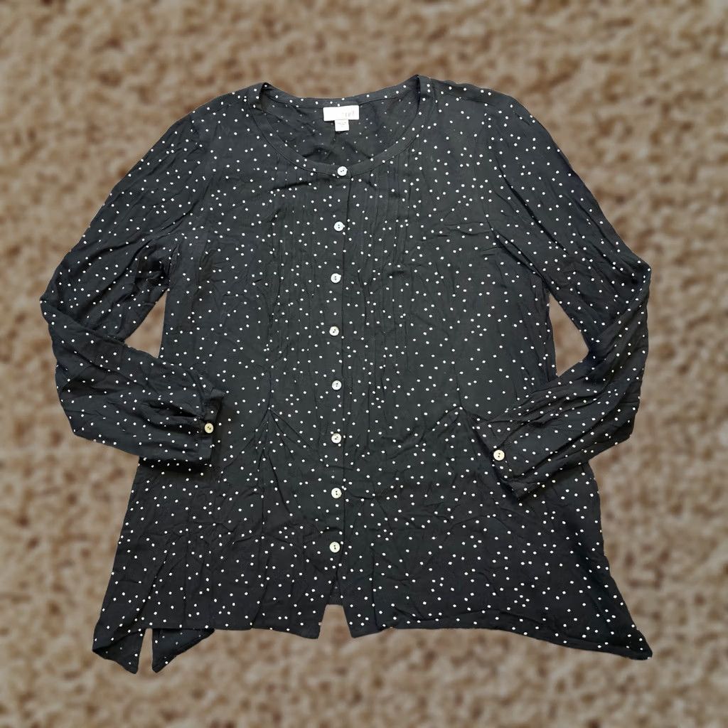J. Jill J Jill Top Shirt Womens Small Black Button-Up Long Sleeve Flowy Casual Career Shirt Mens Womens Girls Boys Size S / US 4 / IT 40 - 1 Thumbnail