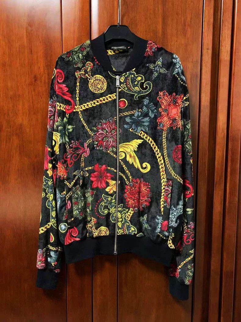 Versace Versace Men's Velvet Floral Jacket - dmc Size US M / EU 48-50 / 2 - 1 Thumbnail