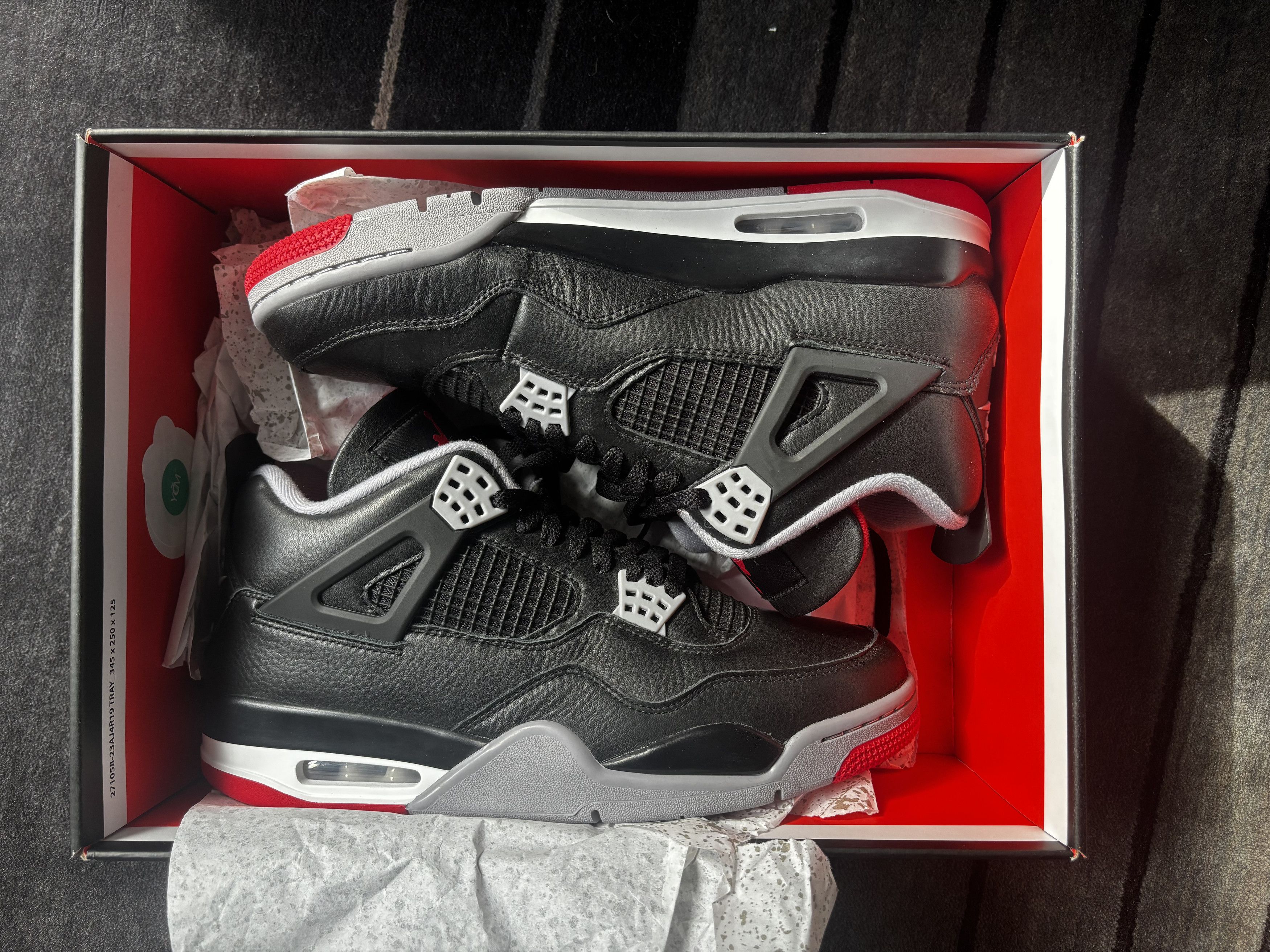 Jordan Brand Nike Air Jordan 4 Retro Bred 2024 US11/EU45 Size US 11 / EU 44 - 3 Thumbnail