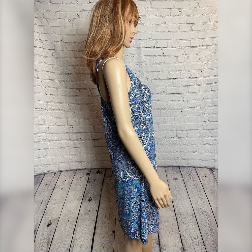 Other NWT New Sigrid Olsen Linen Rayon Blue Racerback Mini Dress Size XS / US 0-2 / IT 36-38 - 3 Thumbnail