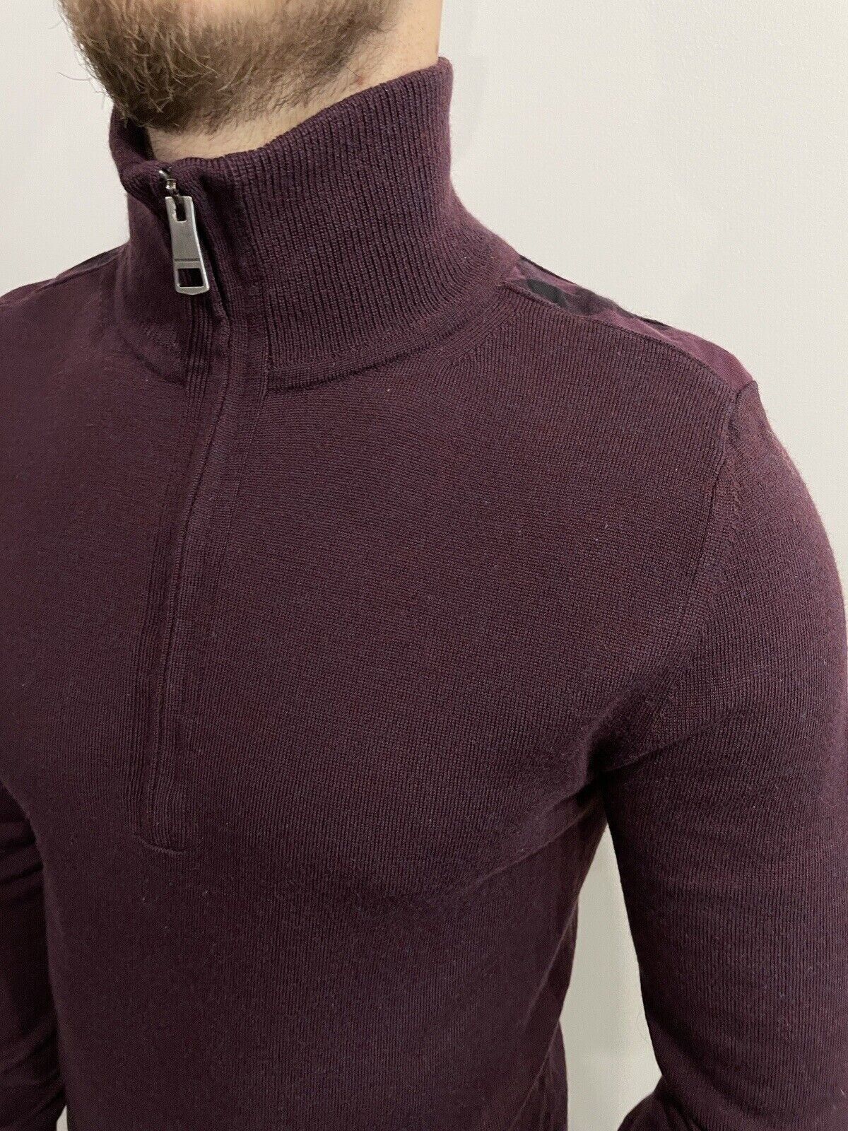 Burberry BURBERRY BRIT SWEATER PULLOVER 1/4 ZIP MERINO WOOL MENS Size US M / EU 48-50 / 2 - 5 Thumbnail
