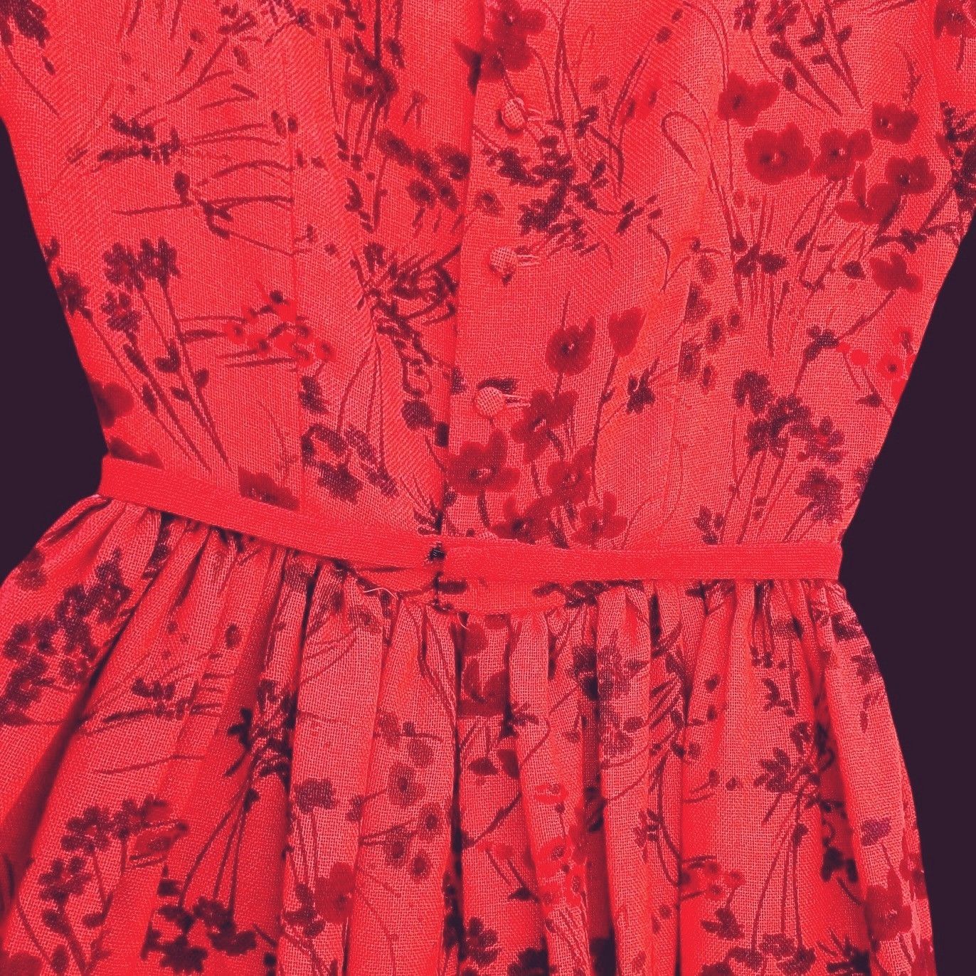 Vintage Vintage Lanz Dress 60s Fit and Flare XS Red Floral Wool Line Size XS / US 0-2 / IT 36-38 - 8 Thumbnail