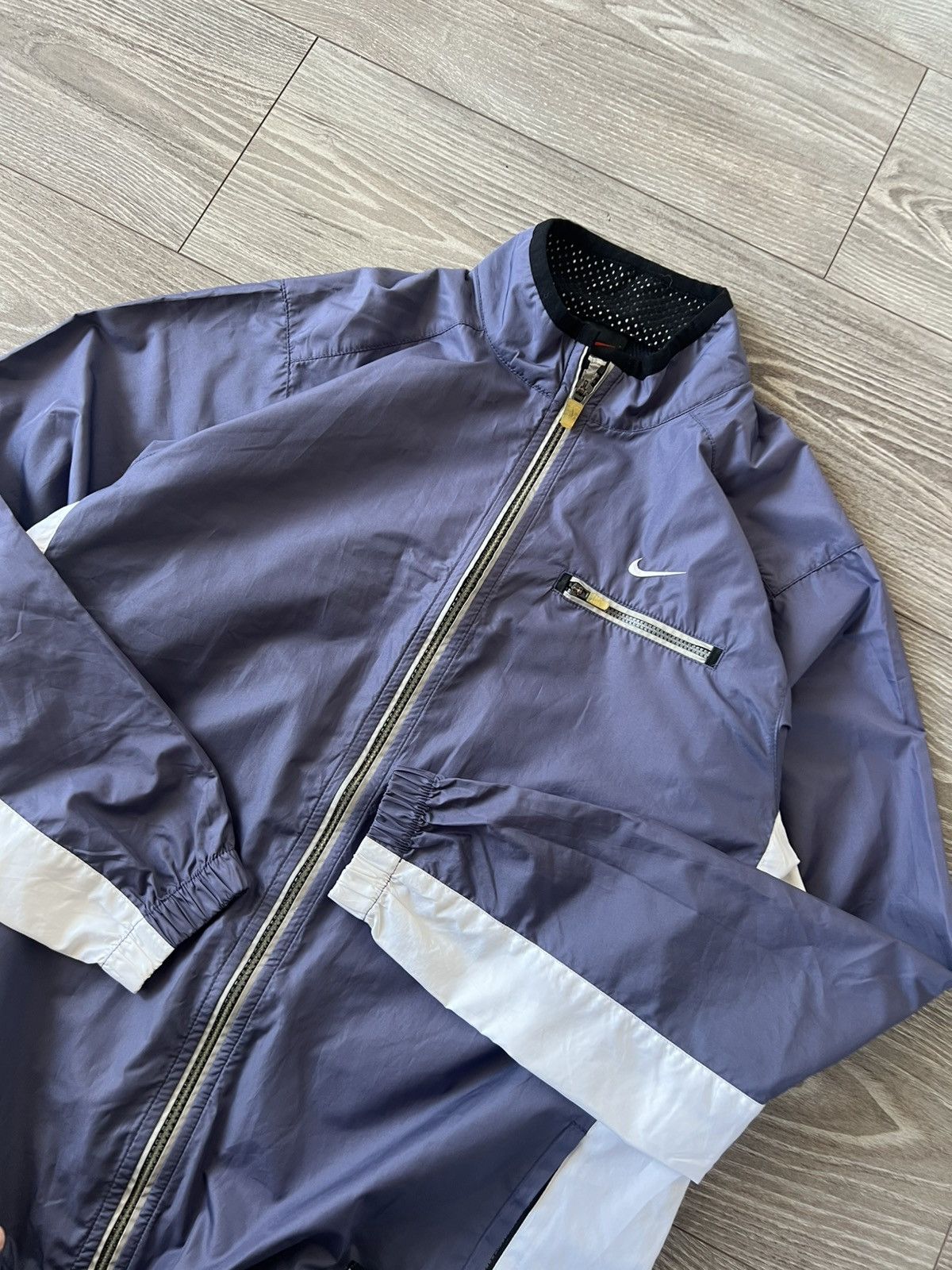 Nike × Vintage ‼️Vintage Nike 90s Knit Logo Swoosh Windbreaker Jacket Size US M / EU 48-50 / 2 - 13 Thumbnail
