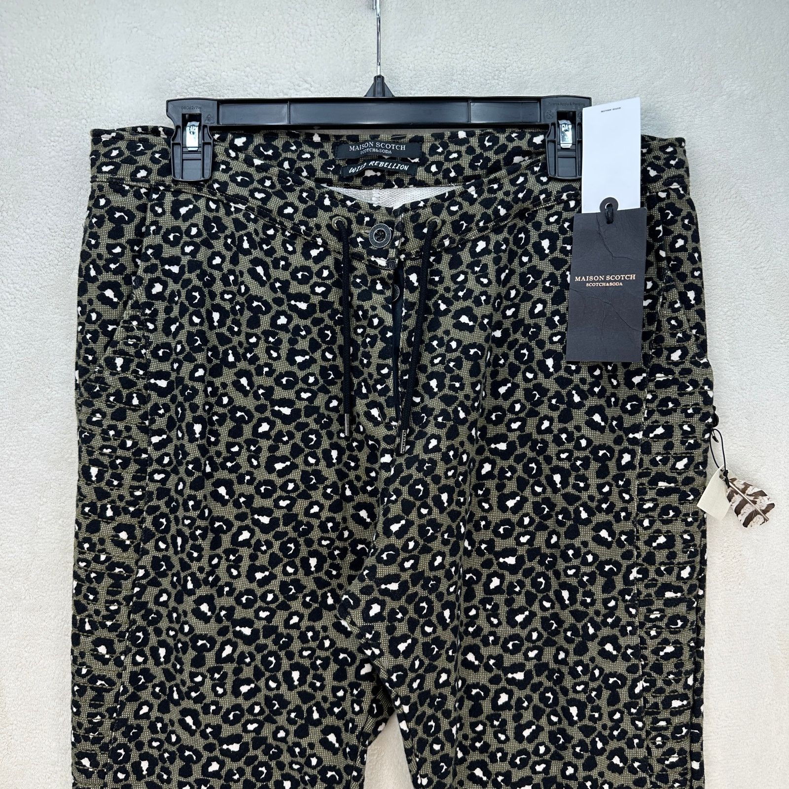 Scotch & Soda SCOTCH & SODA WOMEN'S SIZE 3 OLIVE GREEN LEOPARD PRINT TROE Size 32" / US 10 / IT 46 - 2 Thumbnail