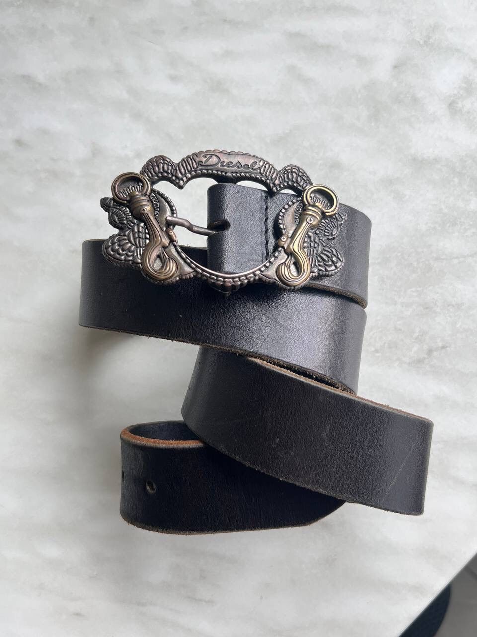 Vintage leather diesel belt y2k style