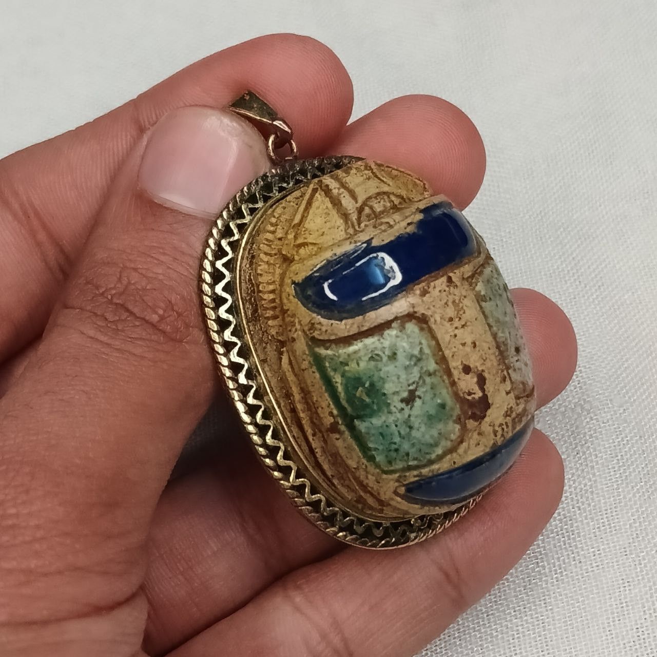Handmade ANCIENT EGYPTIAN ROYAL Pendant Scarab Pharaonic Amulet . Size ONE SIZE - 1 Thumbnail