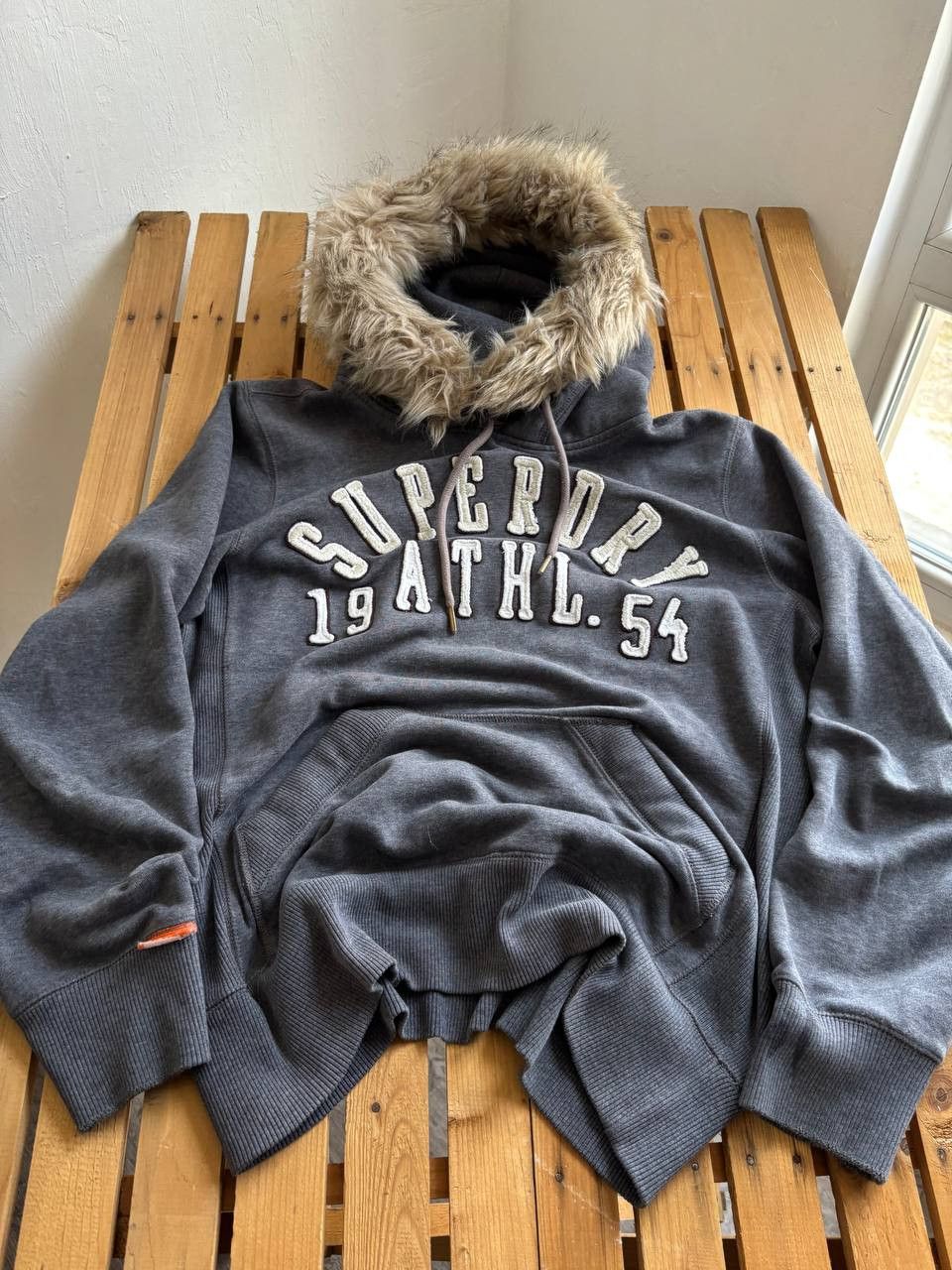 Abercrombie & Fitch 00s Superdry Y2K Fur Fuzzy Vintage Distressed Hoodie Bomber Size US M / EU 48-50 / 2 - 1 Thumbnail