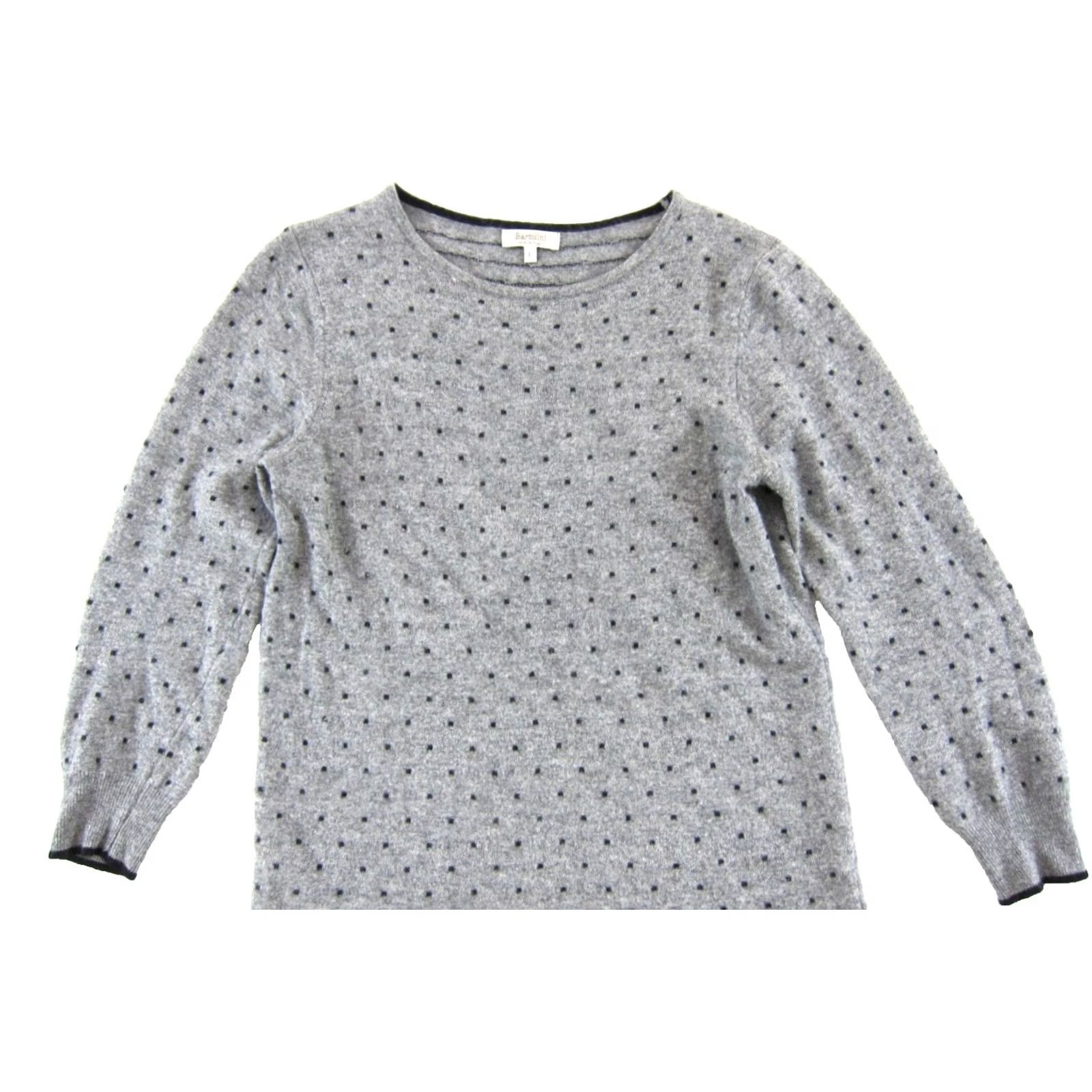 Vintage Bartolini Wool Long Sleeve Sweater Dress L Grey Polka Dot Knit Day Dress Women Size L / US 10 / IT 46 - 4 Thumbnail