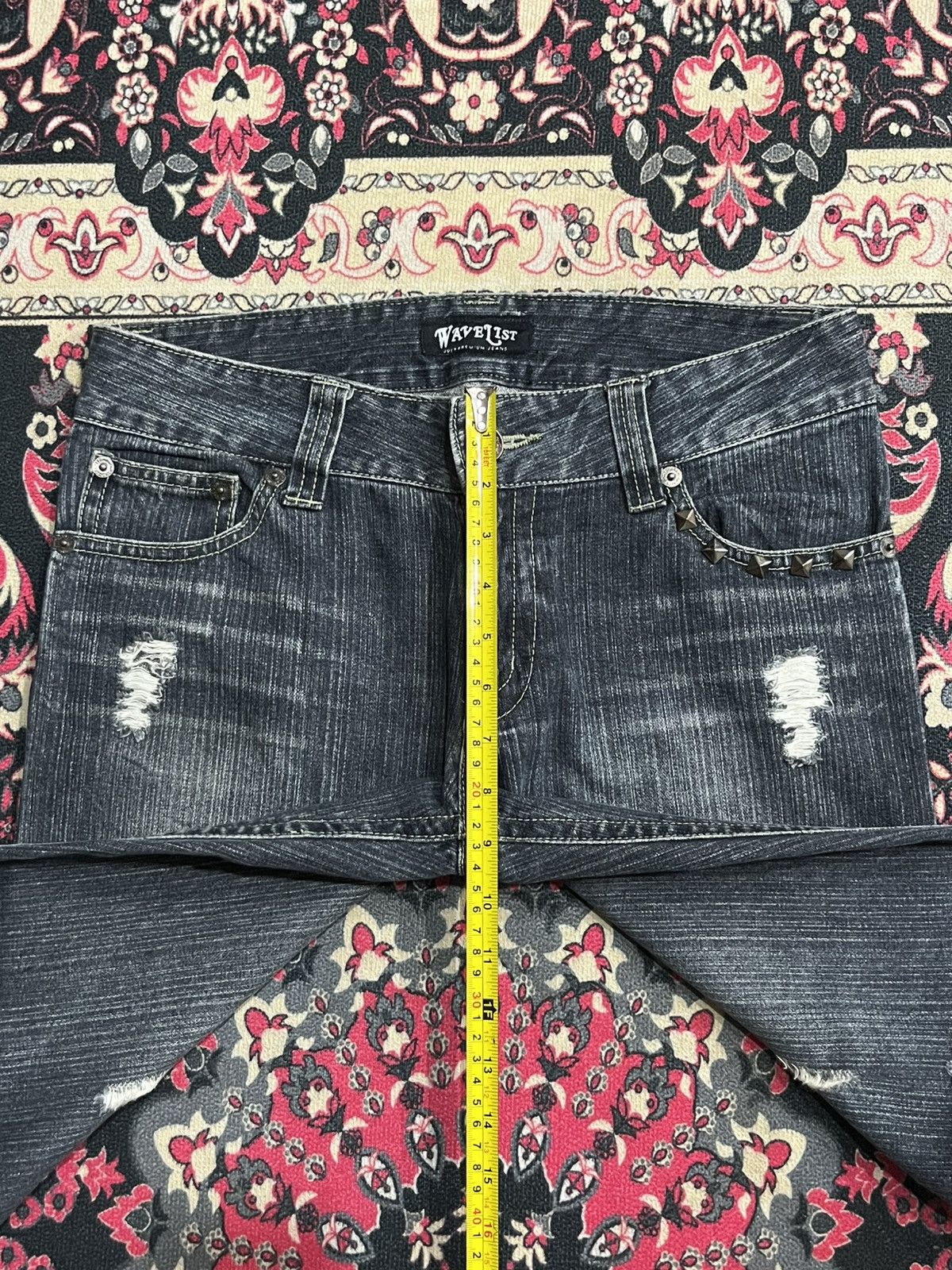 Japanese Brand Japanese Brand Wavelist Dark Washed Distressed Studded Jeans Size US 32 / EU 48 - 12 Thumbnail