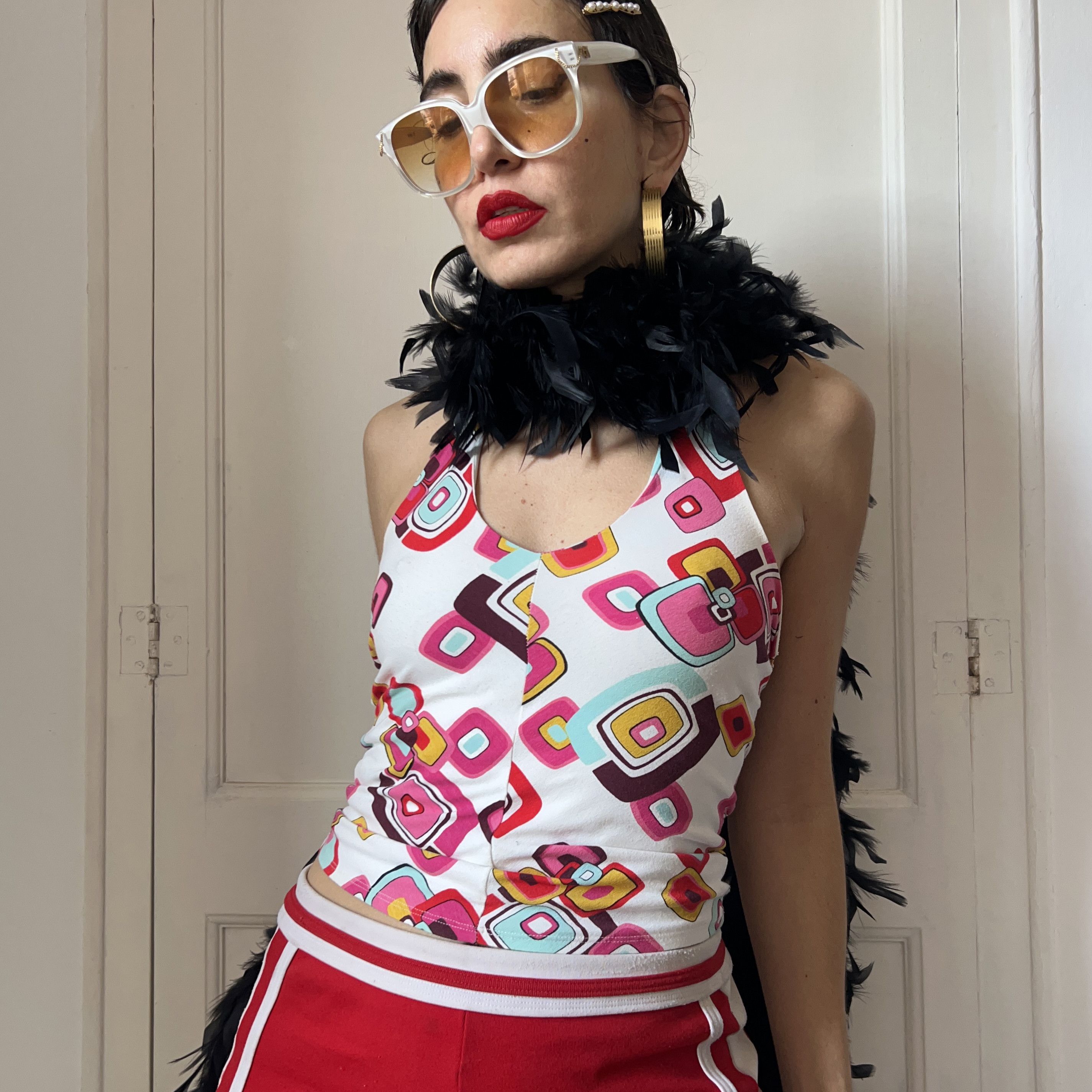 Vintage Vintage Y2K Geometric Print Halter Top Size M / US 6-8 / IT 42-44 - 1 Thumbnail