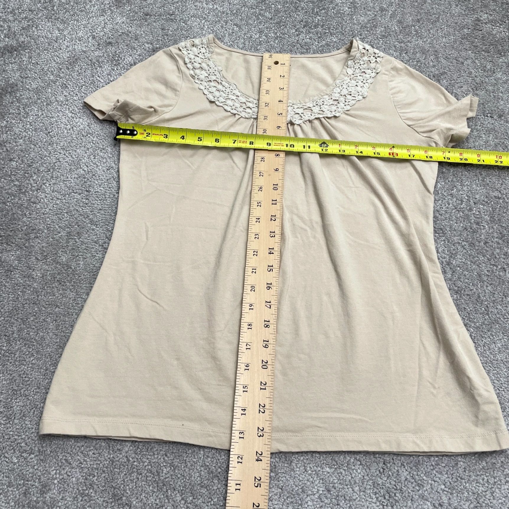 Charter Club Charter Club Shirt Women M Brown Lace Pleated Short Sleeve Round Neck Casual Size M / US 6-8 / IT 42-44 - 7 Thumbnail