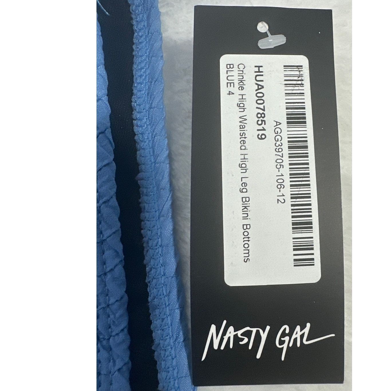 Nasty Gal NastyGal Crinkle High Waisted Bikini Bottom Blue Sz 0 NWT Size ONE SIZE - 4 Thumbnail