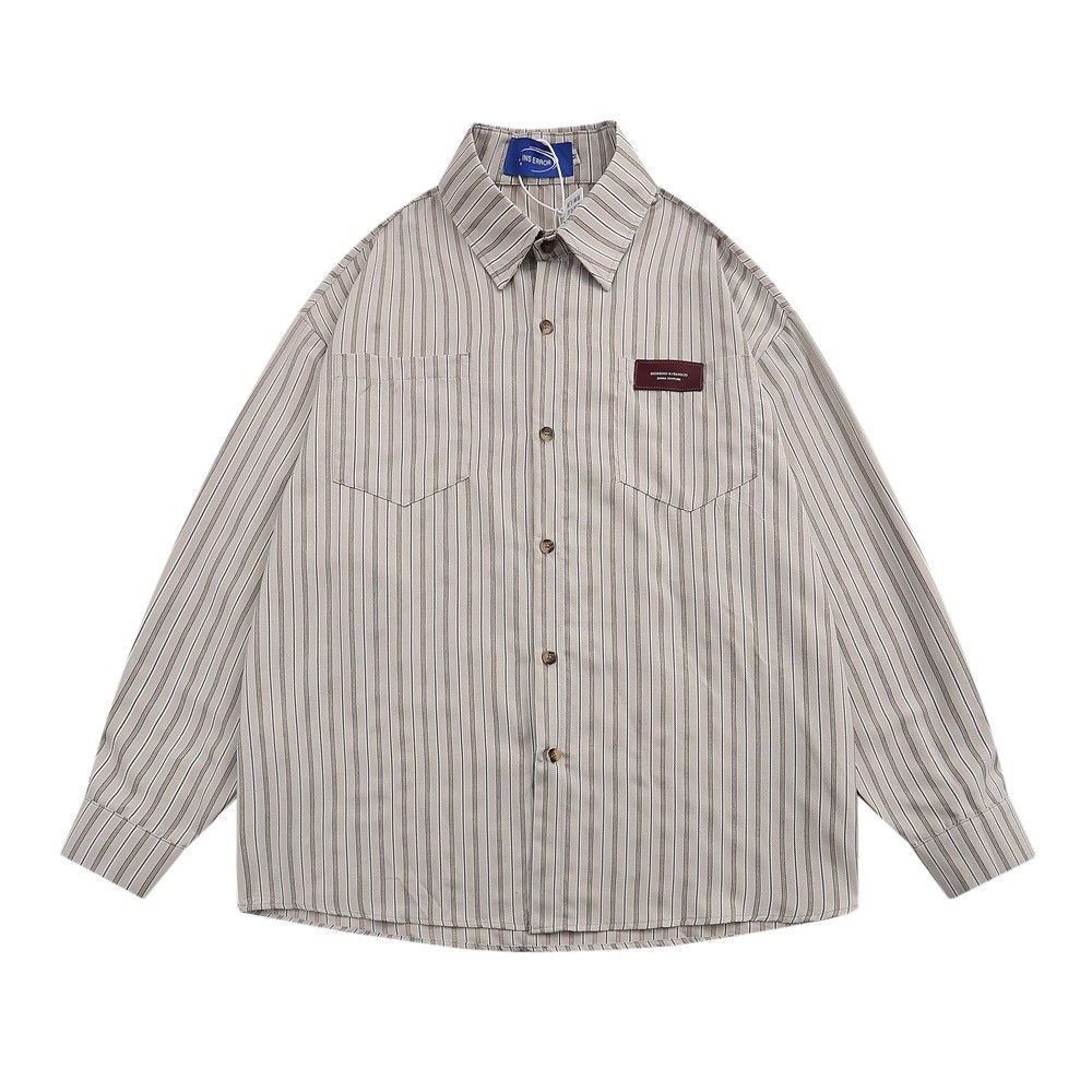 Japanese Brand × Vintage Japanese retro men's handsome long-sleeved striped shirt Size US M / EU 48-50 / 2 - 1 Thumbnail
