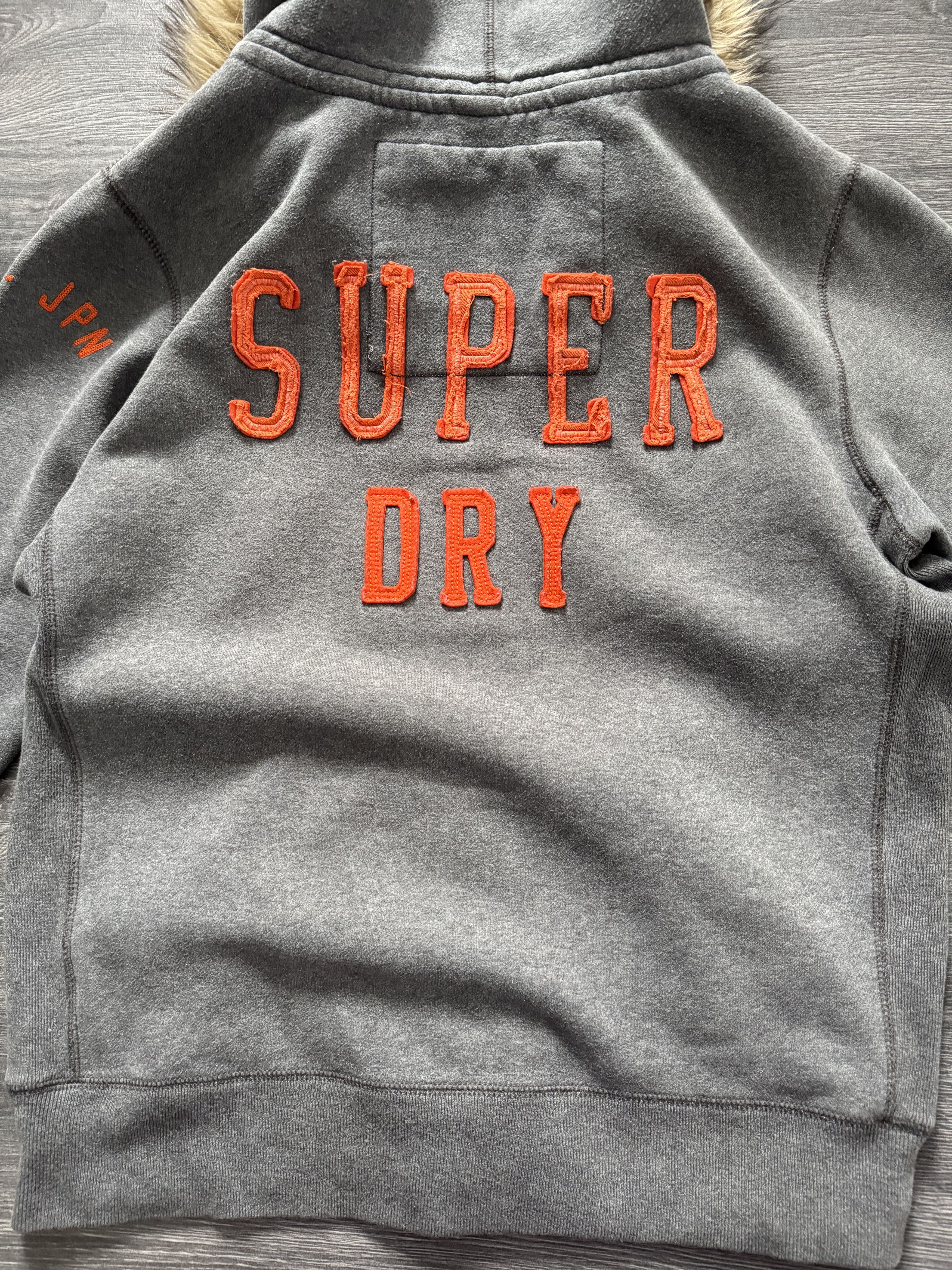 Superdry Y2K Faux Fur Hoodie Jacket LGB Japanese style