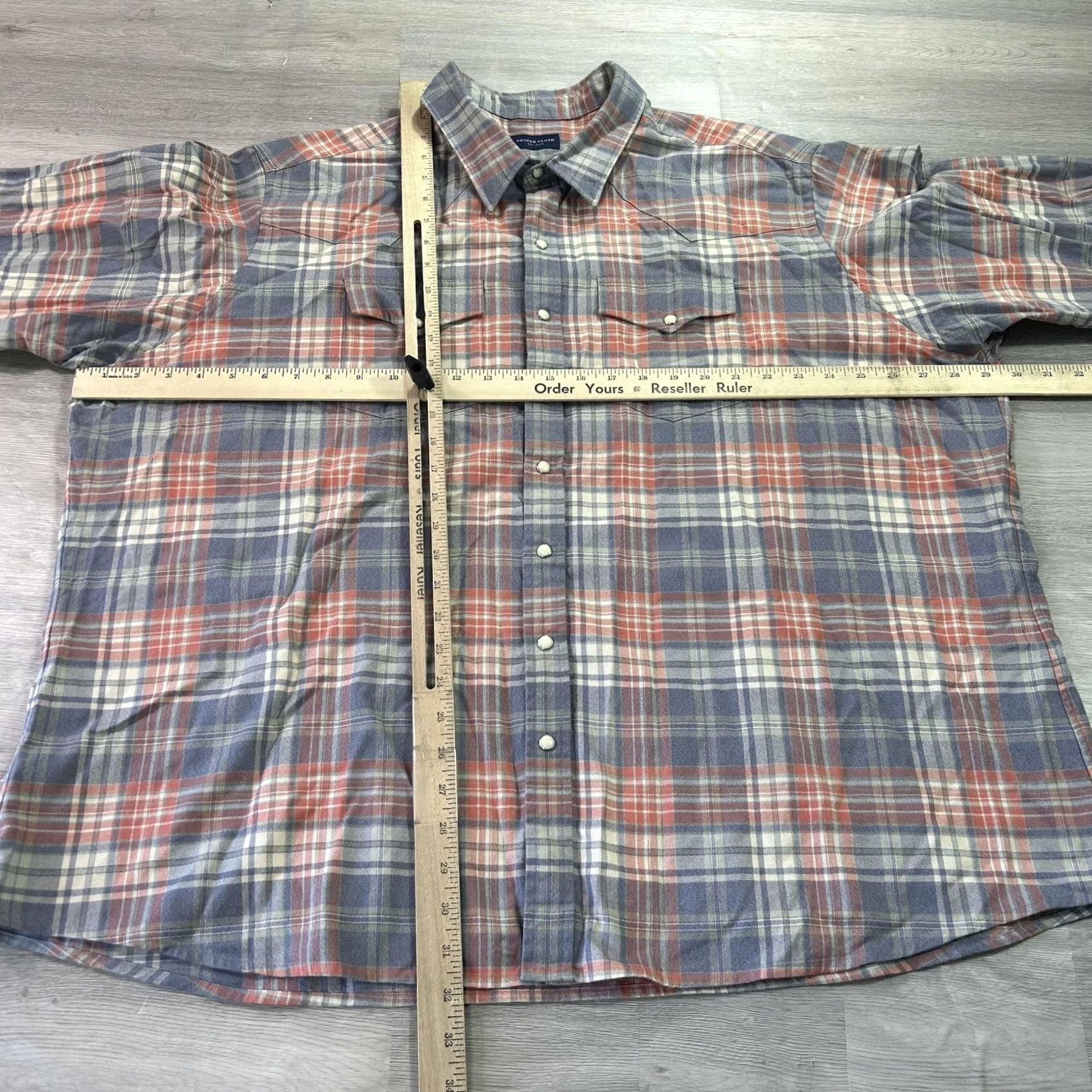Proper Cloth Proper Cloth Shirt Mens 4XL Blue Plaid Western Snap Long Sleeve Button Up Casual Size US XXL / EU 58 / 5 - 5 Thumbnail