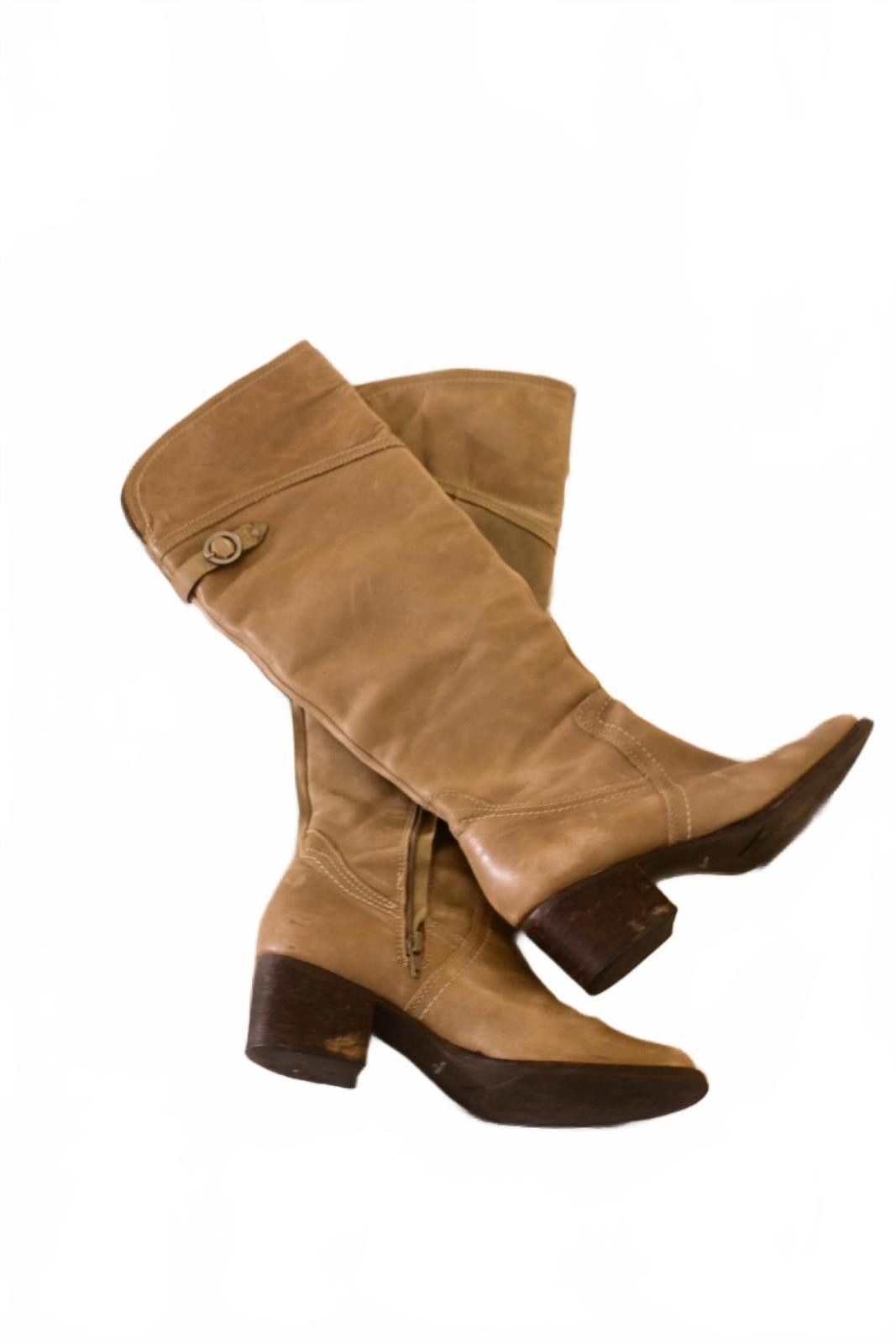 Unknown London Tan Knee-High Genuine Leather Boots w Block Heel Women's 8 Size US 8 / IT 38 - 4 Thumbnail