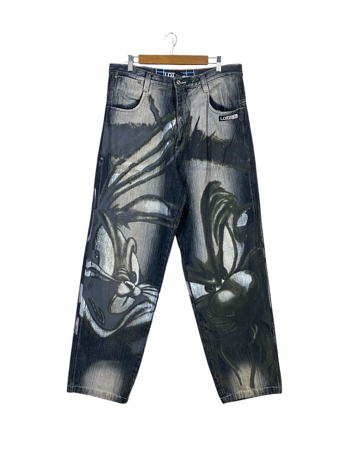 Cartoon Network Vintage LOT29 x looney tunes denim hand printed baggy style Size US 34 / EU 50 - 2 Thumbnail