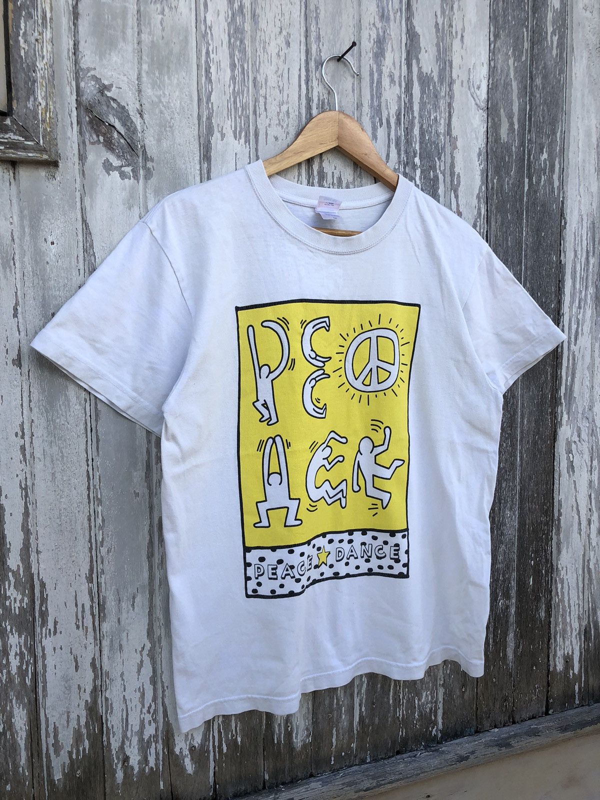 Japanese Brand × Keith Haring × Vintage Vintage 90s Keith Haring Peace Dance Tshirts Size US M / EU 48-50 / 2 - 5 Thumbnail