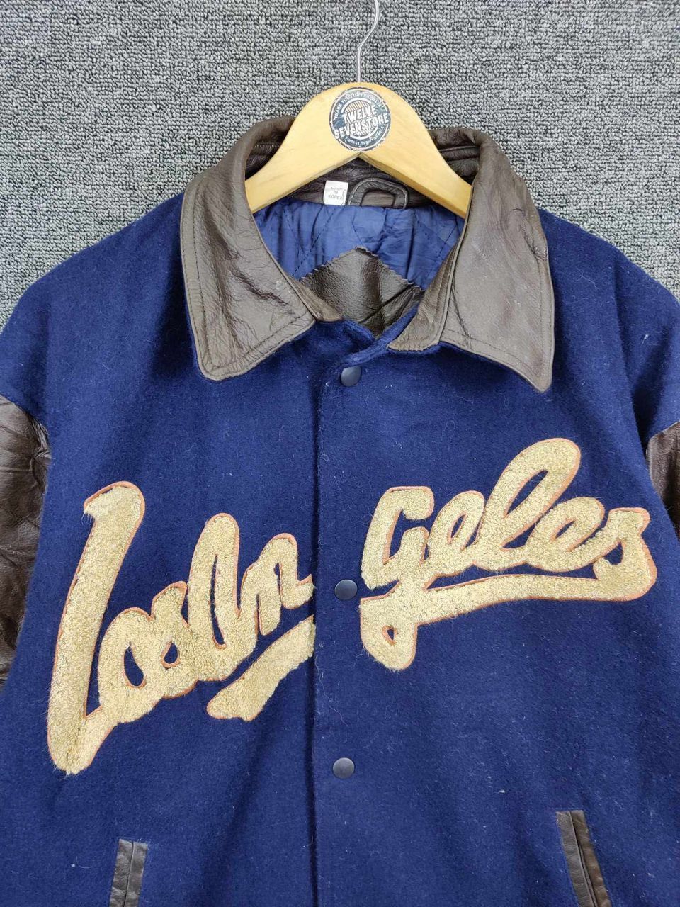 Vintage Authentic American Los Angeles Wool Varsity Leather Jacket Size US L / EU 52-54 / 3 - 8 Thumbnail