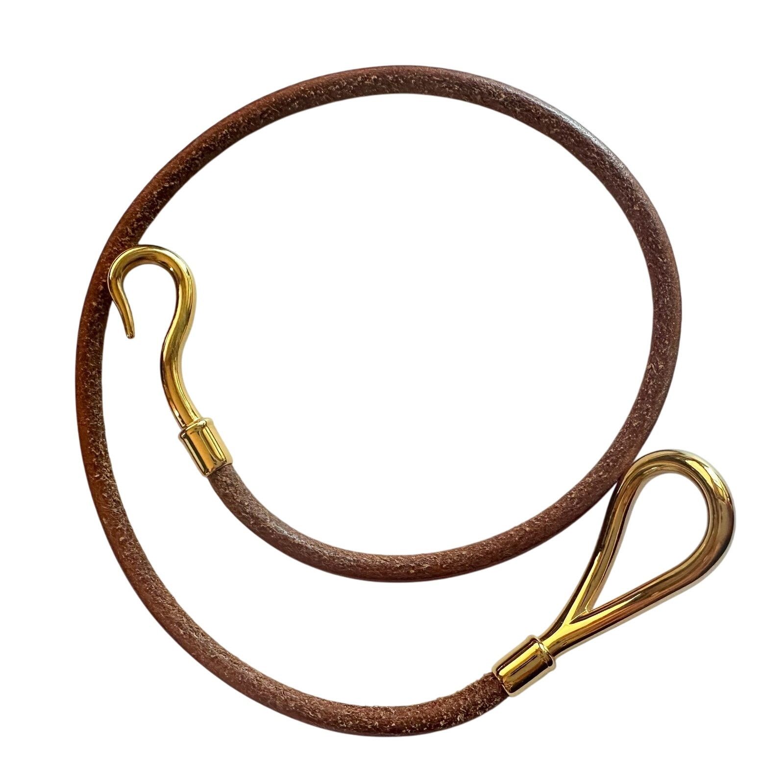 Hermes Hermès Jumbo Leather Hook Double Wrap Bangle Bracelet Choker Size ONE SIZE - 2 Thumbnail