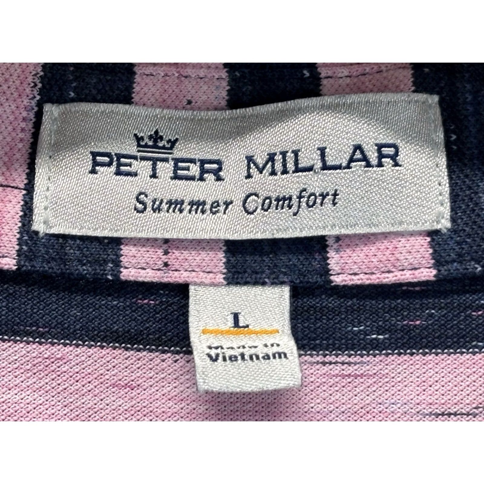 Peter Millar Peter Millar Summer Crown Polo Shirt Men’s L Pink Navy Striped Golf Preppy Size US L / EU 52-54 / 3 - 5 Thumbnail
