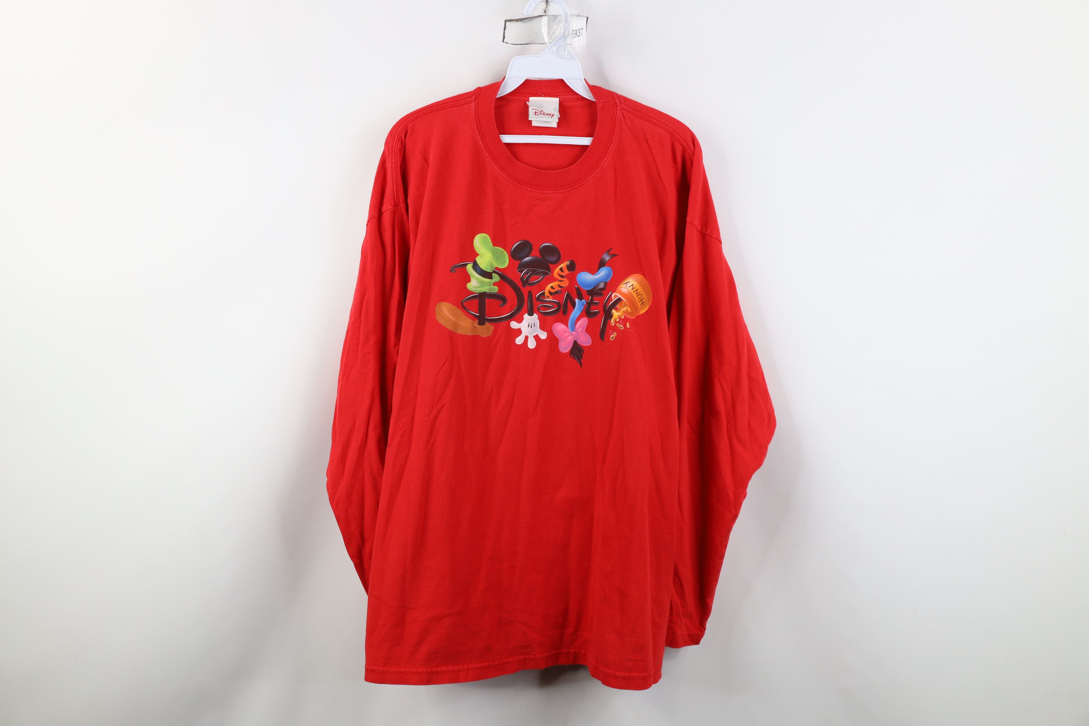 Disney Vintage 90s Y2K Disney Spell Long Sleeve T-Shirt Red Cotton Size XL / US 12-14 / IT 48-50 - 1 Thumbnail