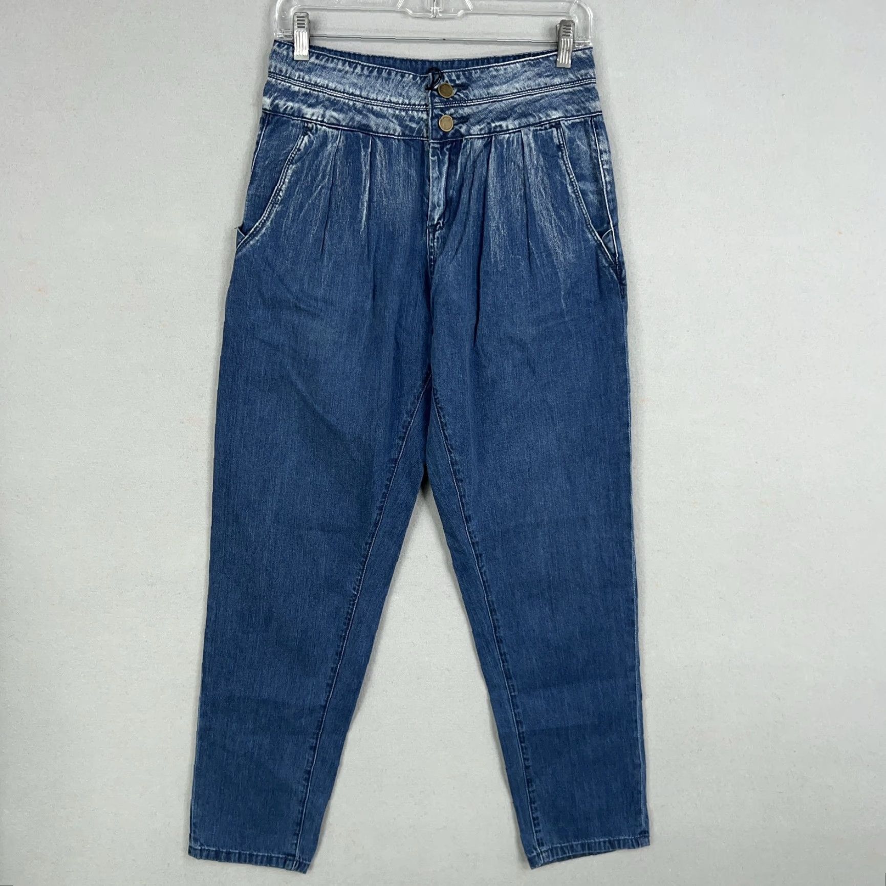 Vintage BLANKNYC Jeans Womens 26 Blue High Rise Denim Pleated Tapered Balloon Bo Legged Size 26" / US 2 / IT 38 - 4 Thumbnail