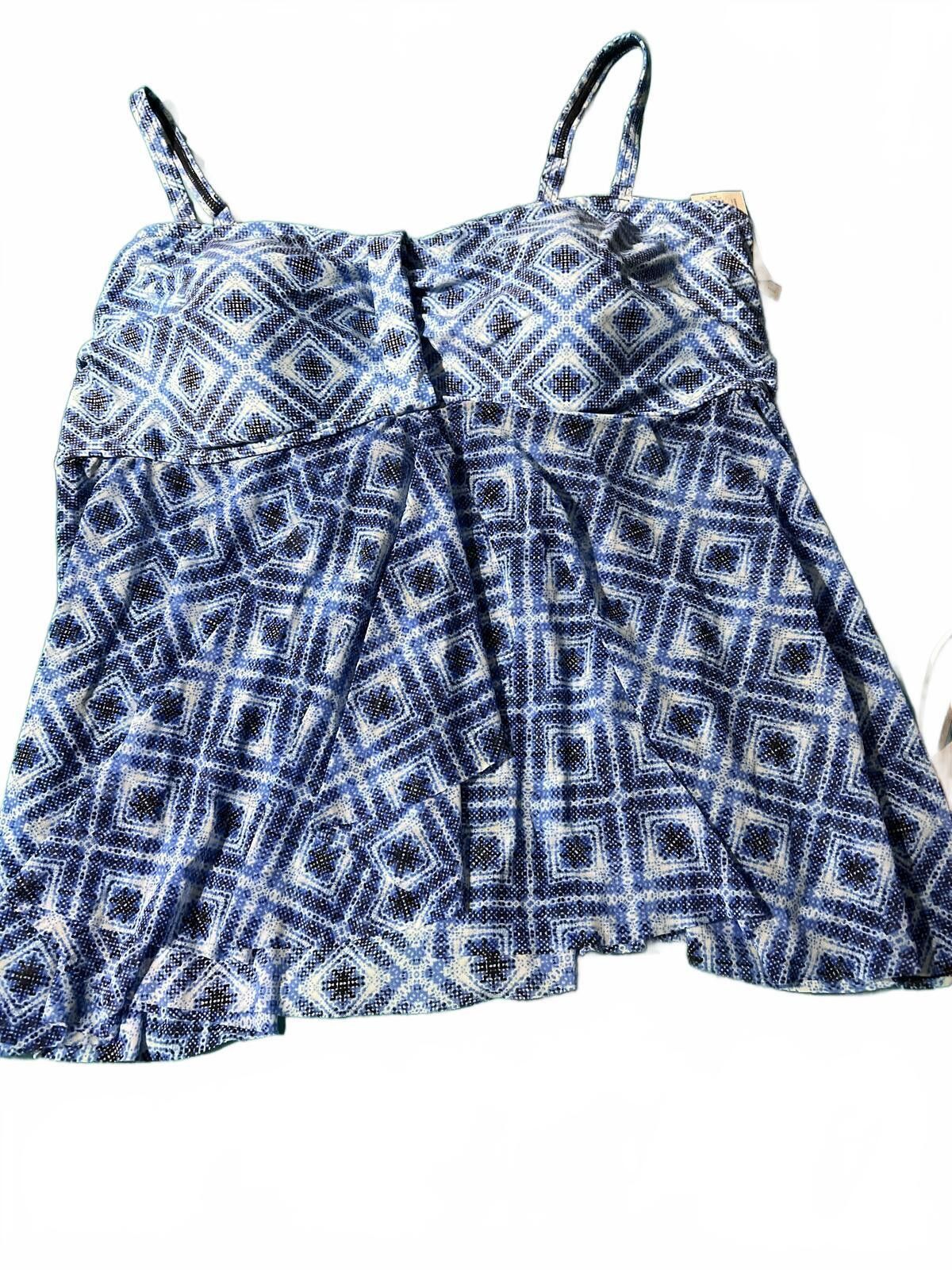 Croft & Barrow Croft & Barrow Blue Patterned Sleeveless Top Straps 26W Size ONE SIZE - 2 Thumbnail