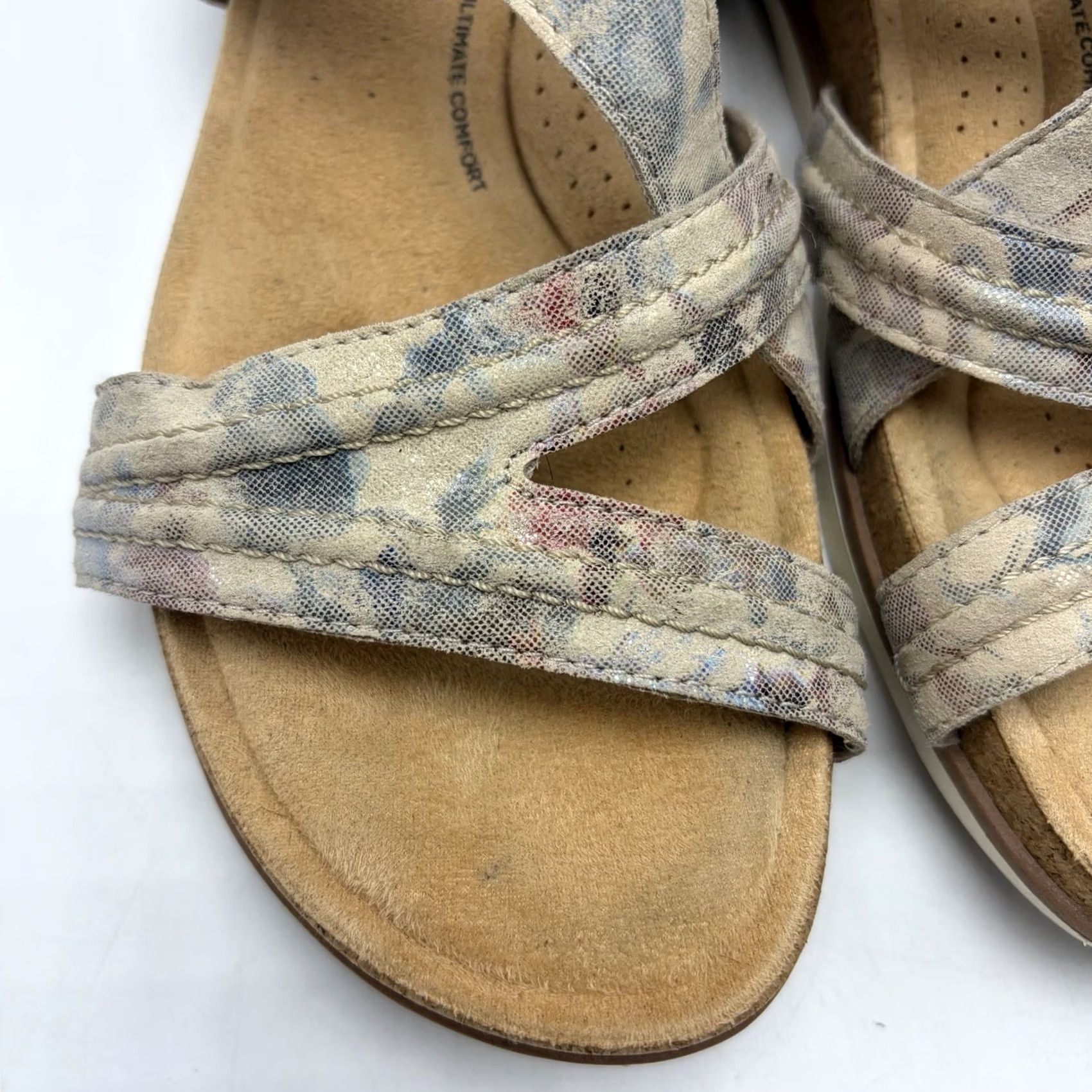 Clarks Clarks Sandals Womens 8.5 M Brynn Step Floral Textile Fabric Hook Loop Beige Pattern Floral Casual Womens Leather? Size US 9 / IT 39 - 3 Thumbnail