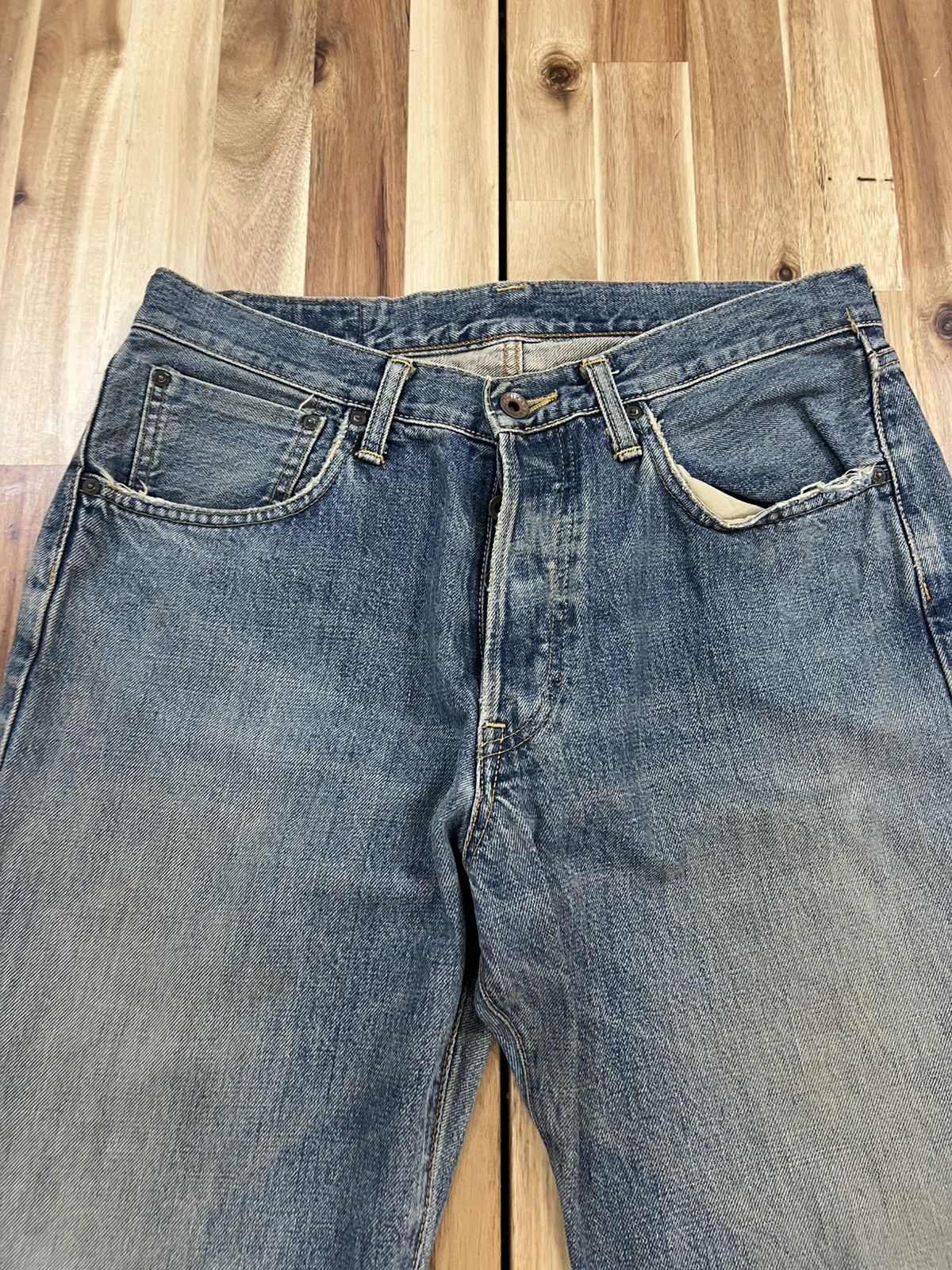 Edwin Vintage Edwin 505X Selvedge TRASHED Denim Jeans Size US 33 - 4 Thumbnail