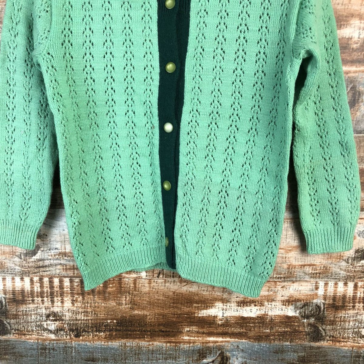 Vintage DL Japanese Brand Green Cardigan Knitwear #C598 Size XXS / US 00 / IT 34 - 6 Thumbnail