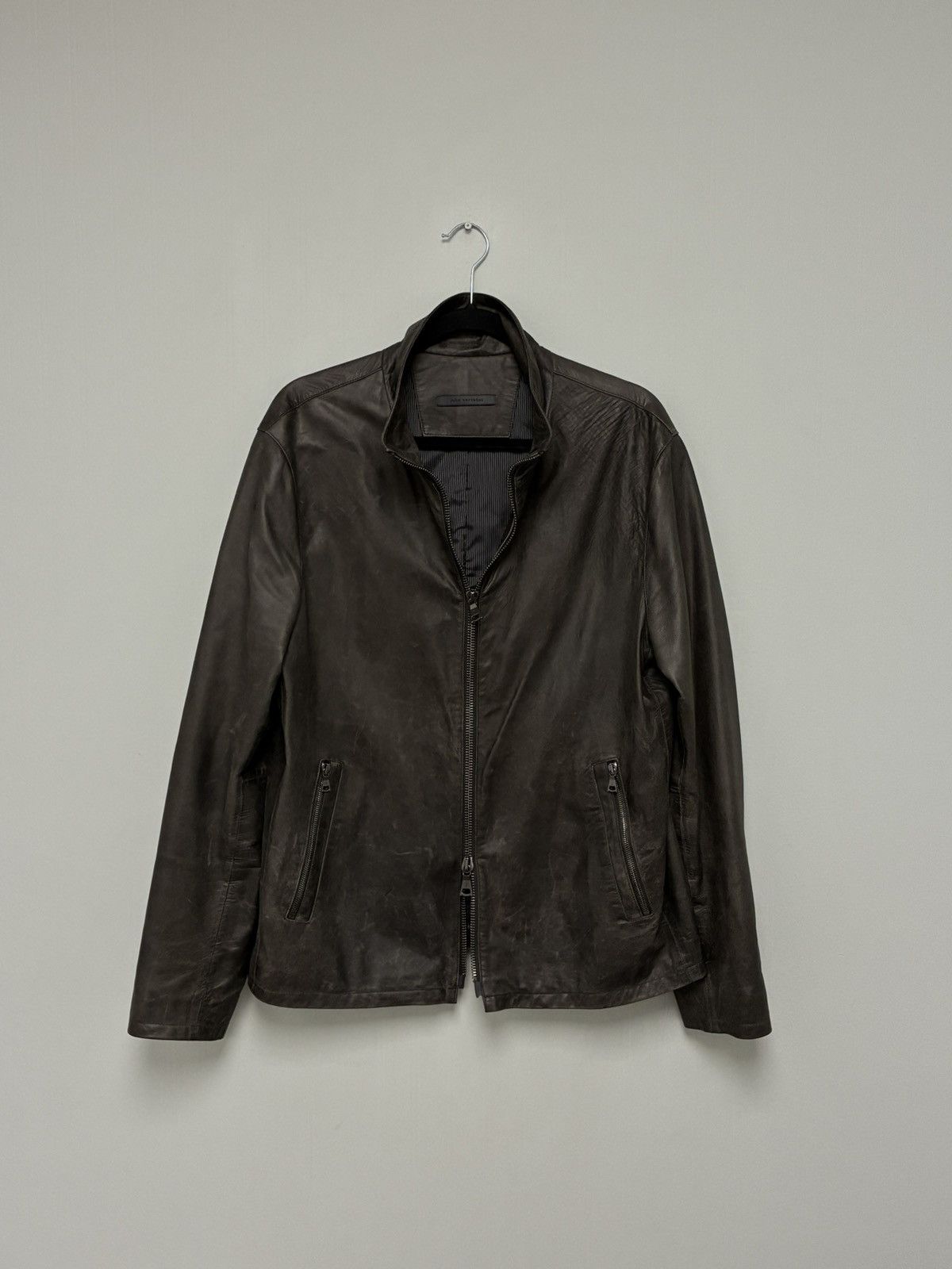 John Varvatos Funnel Neck Leather Jacket EU 52 USA 42 Size US L / EU 52-54 / 3 - 12 Thumbnail