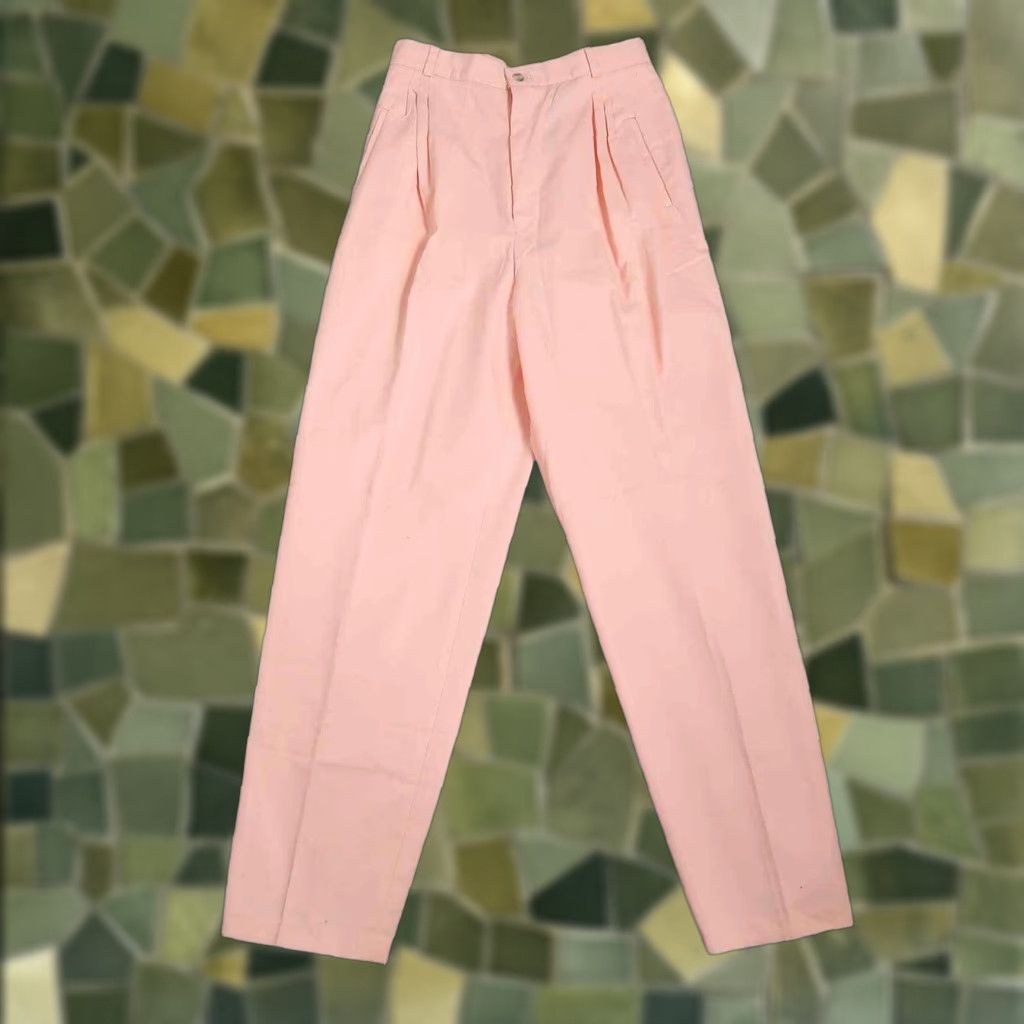 Vintage VINTAGE 80s peach orange high rise pleat front straight leg pants 26" Regular Cotton 29" Inseam 10 Mens Womens? Size 26" / US 2 / IT 38 - 1 Thumbnail