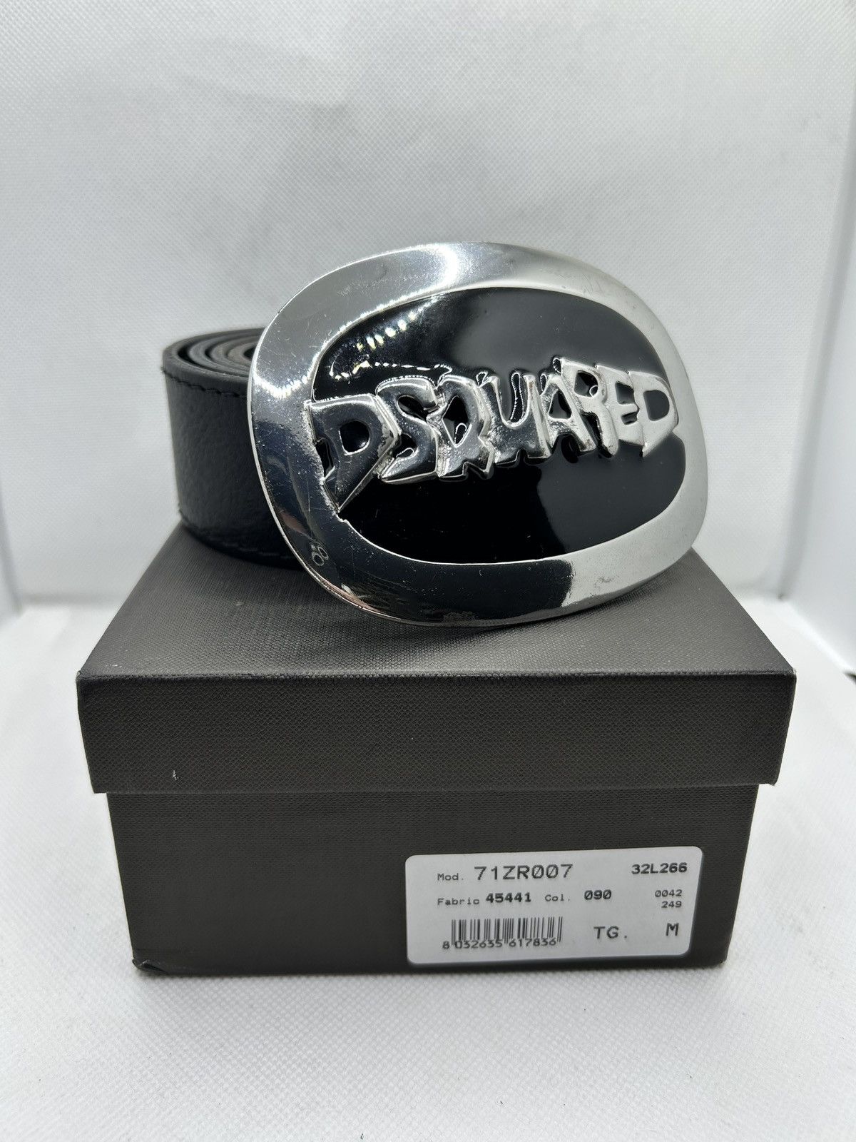 Dsquared2 Rare DSquared2 Runway Logo Belt - Oversized Chrome Buckle Size 34 - 3 Thumbnail