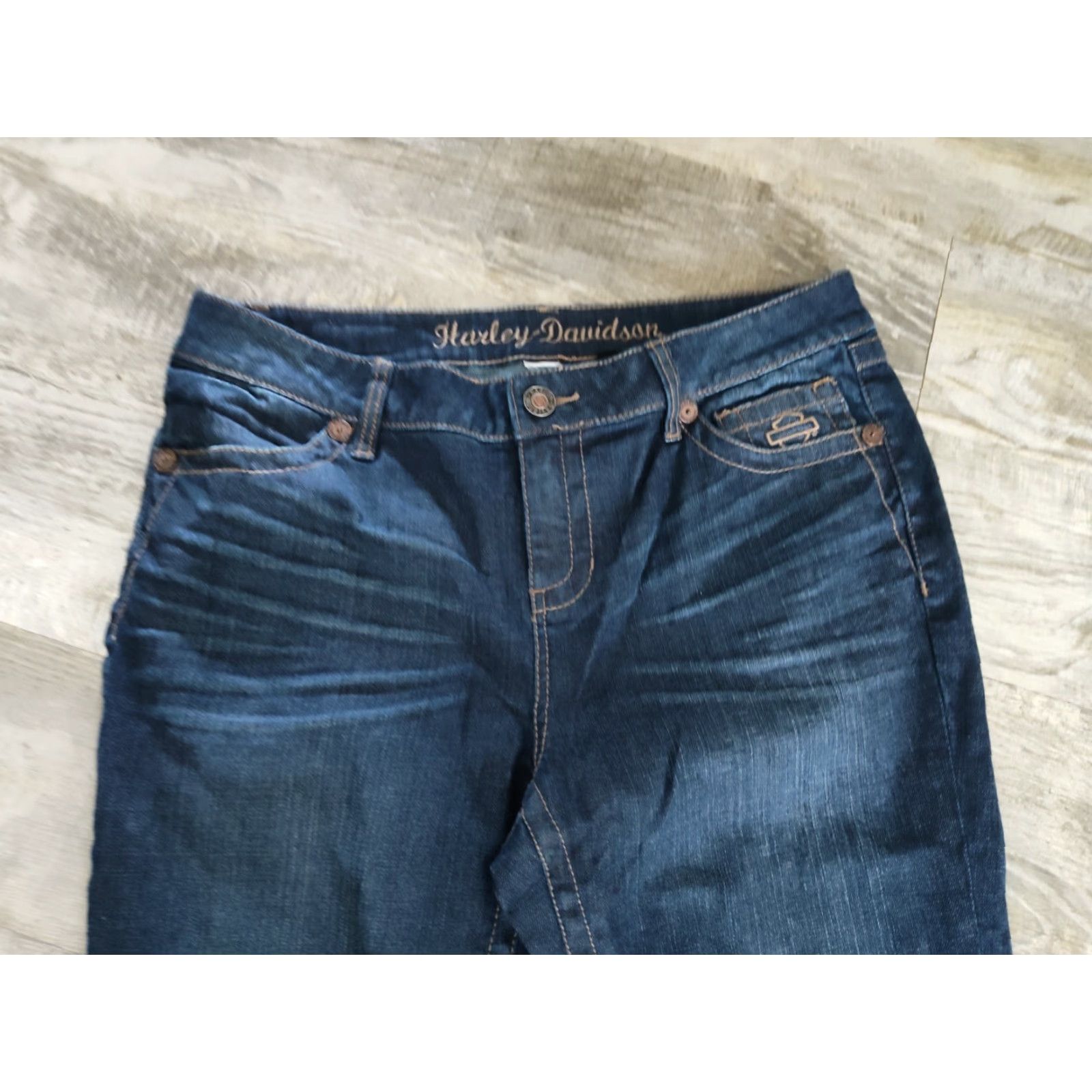 Harley Davidson VINTAGE Harley-Davidson Women’s Jeans Size 14 Boot Cut Denim Biker Pants Leather Details Size 36" / US 14 / IT 50 - 7 Thumbnail