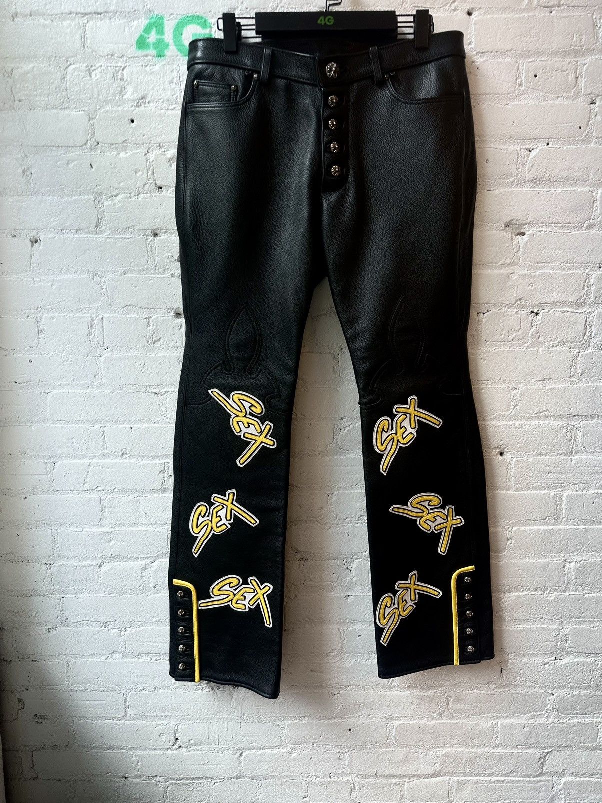 Chrome Hearts CHROME HEARTS 1:1 SEX PATCH LEATHER JEANS ODEL BECKHAM Size US 34 / EU 50 - 5 Thumbnail