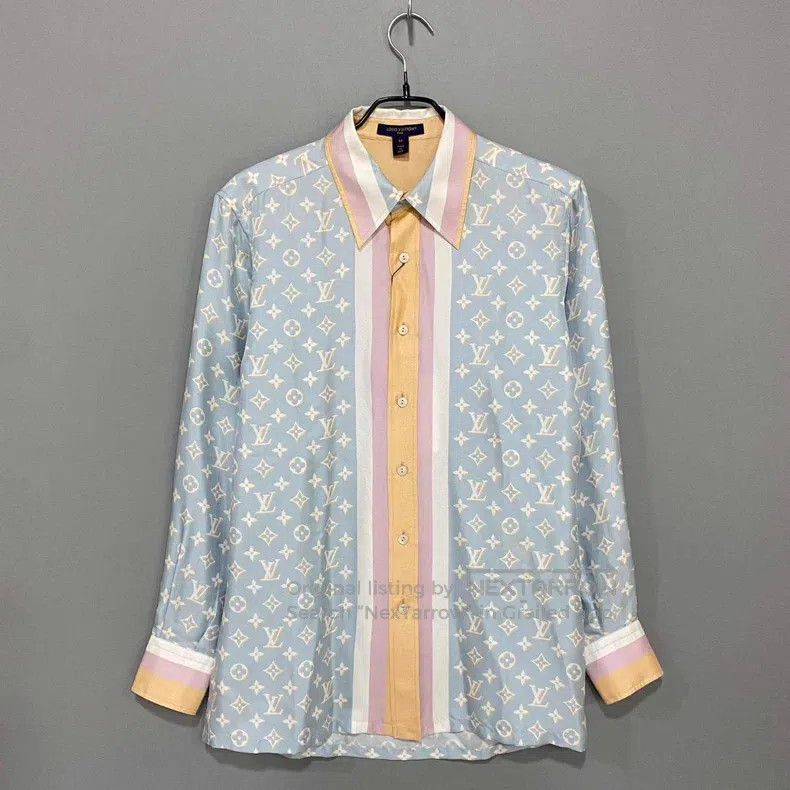 Louis Vuitton Louis Vuitton Color-block striped full-print silk shirt Size XXS / US 00 / IT 34 - 1 Thumbnail