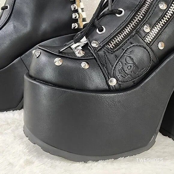 Other DEMONIA Camel 208 Stacked Black Platform Goth Punk Chain Cha Size US 9 / IT 39 - 4 Thumbnail