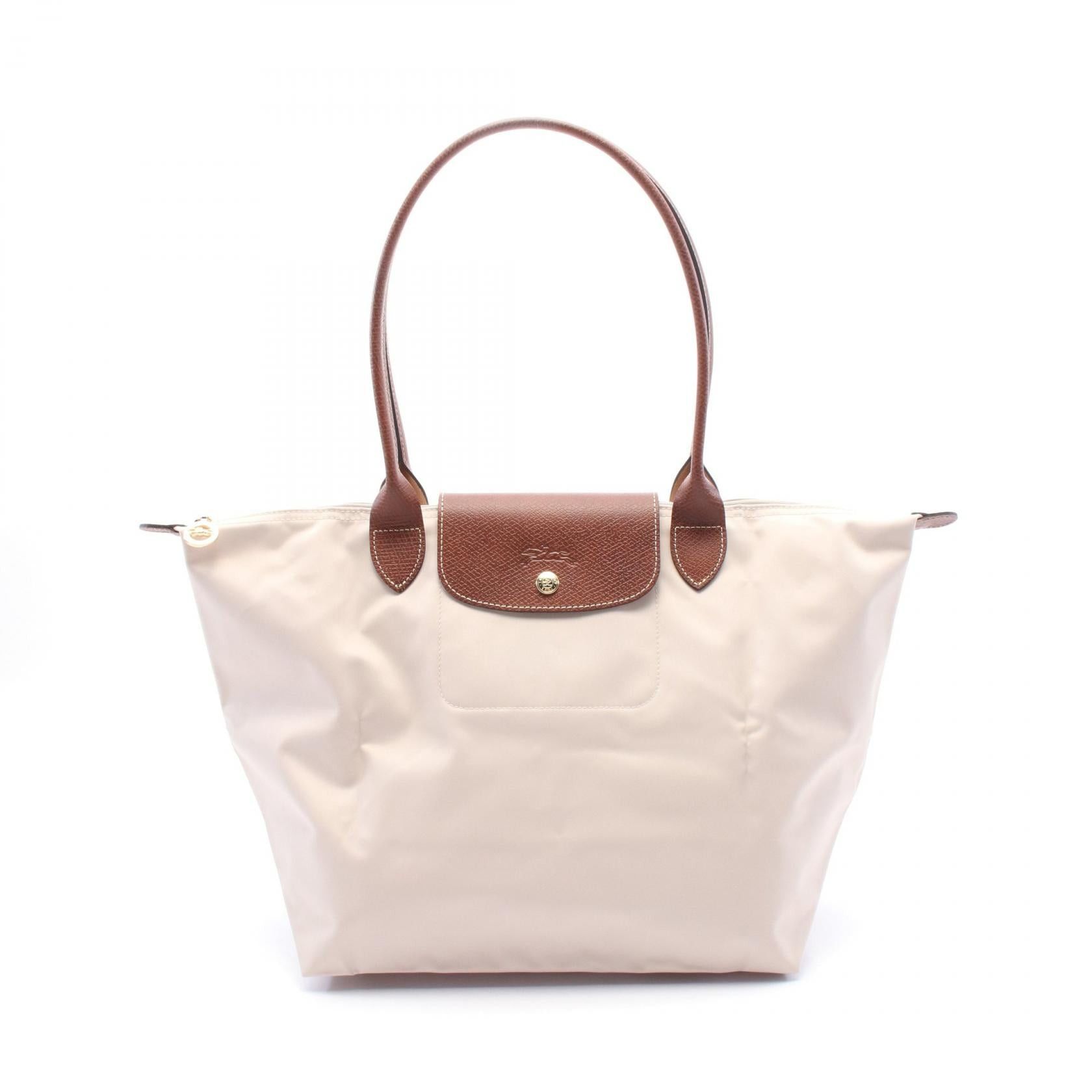 Longchamp Le Preage Original L Handbag Tote Bag Canvas Leather Beige Brown, Women's