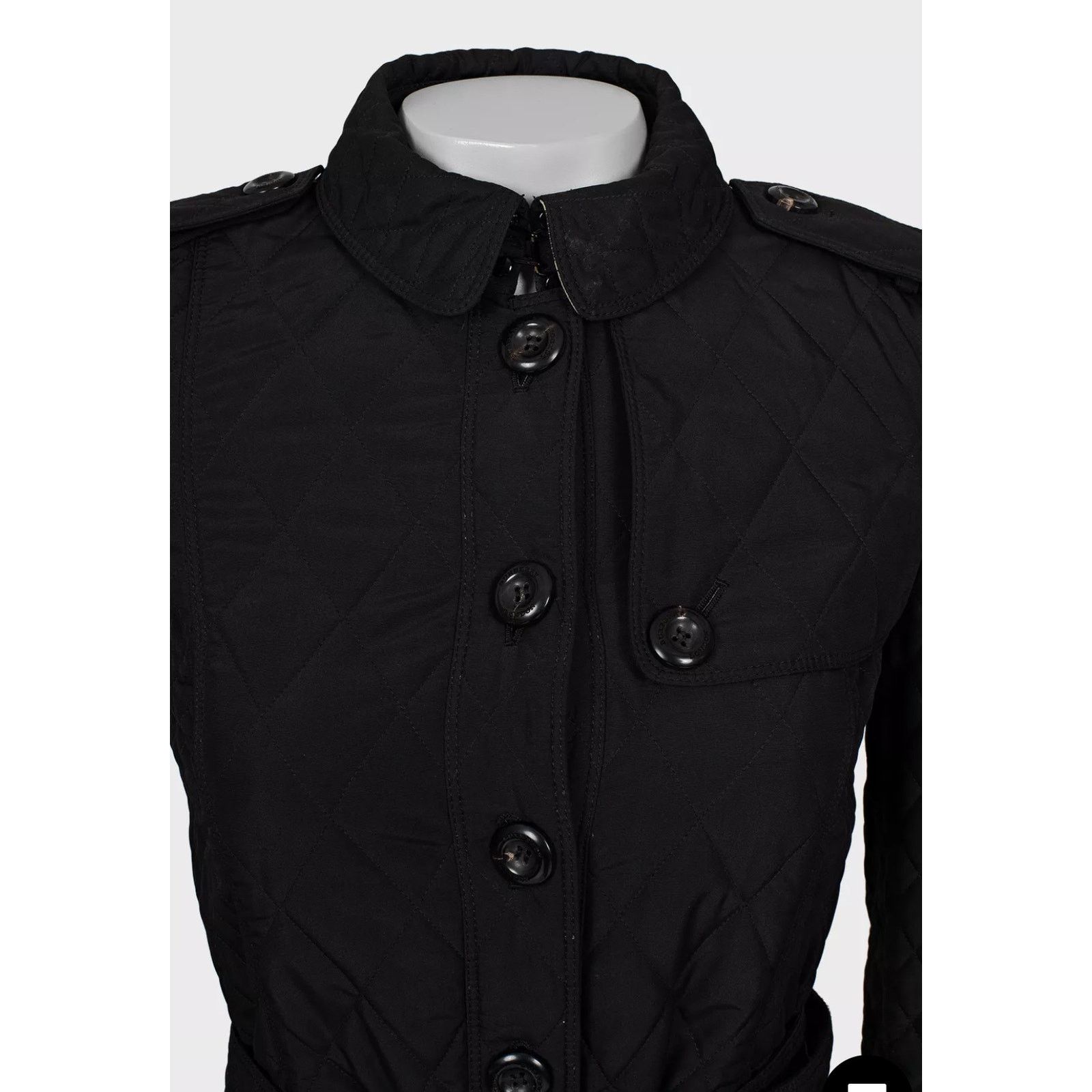 Burberry Burberry Black Quilted Belted Coat - Size XS (IT38) Size XS / US 0-2 / IT 36-38 - 4 Thumbnail