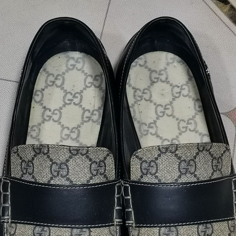 Gucci Gucci Blue GG Print Leather Loafers - Size US 11 / EU 44 - 7 Thumbnail