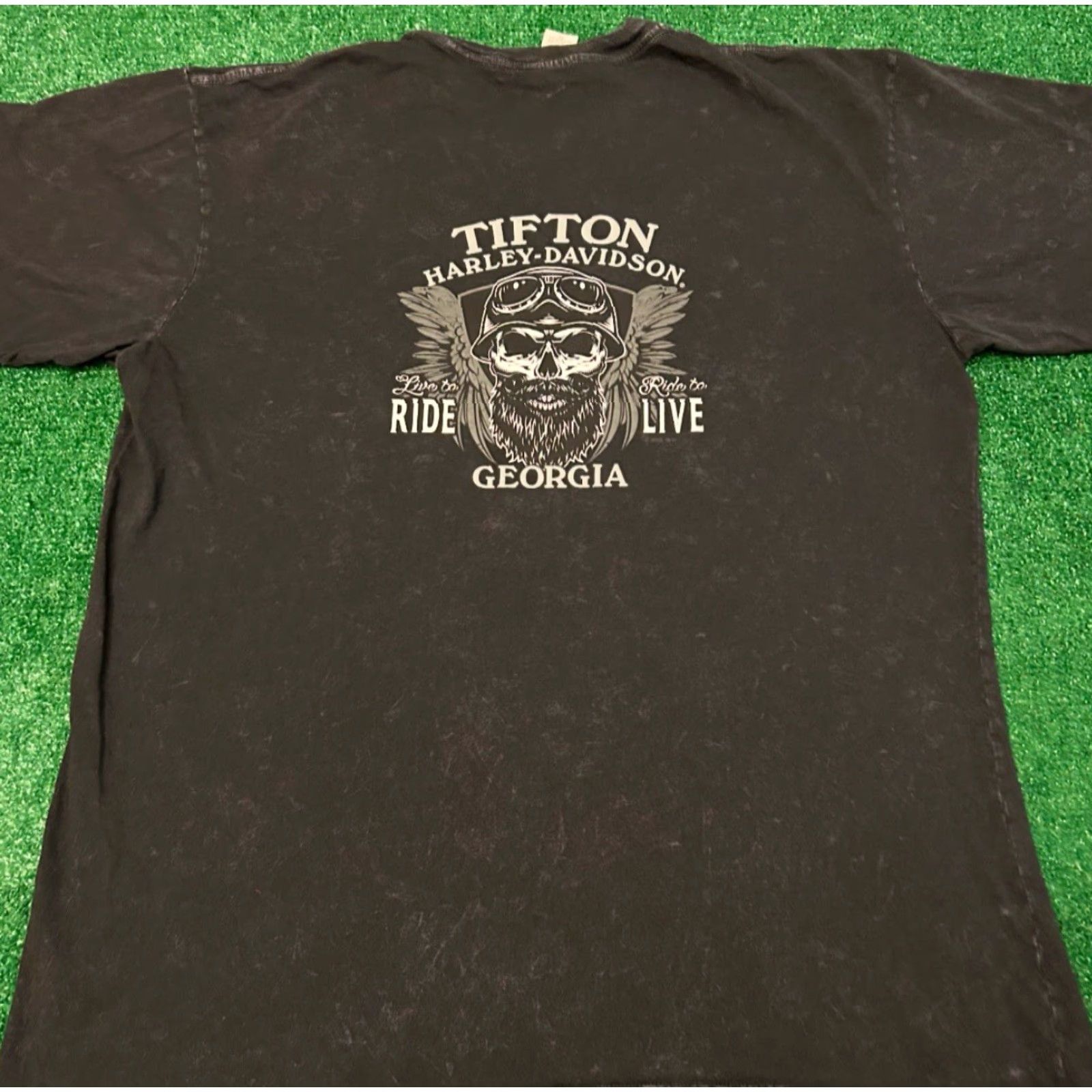 Harley Davidson VINTAGE Harley-Davidson Skull Wings Flames T-Shirt VTG 2023 Mens XL Black Short Sleeve Georgia 90s Biker Grunge Hip Hop Motorcycle Punk Logo Size US XL / EU 56 / 4 - 2 Thumbnail