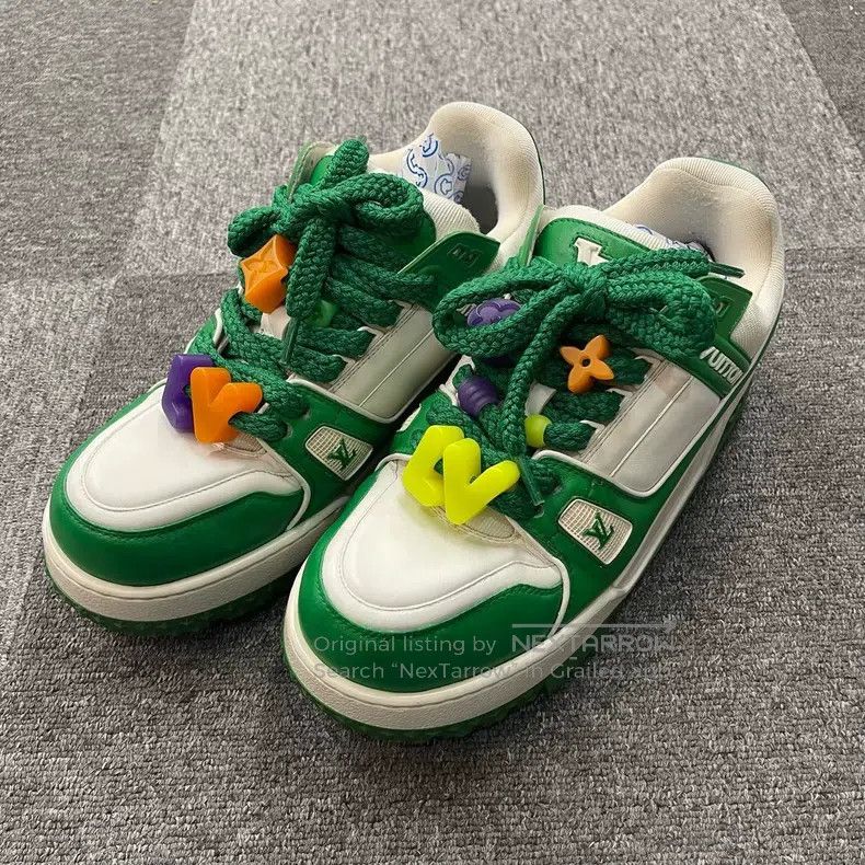 Louis Vuitton Green Little Fat Ding Casual Board Shoes