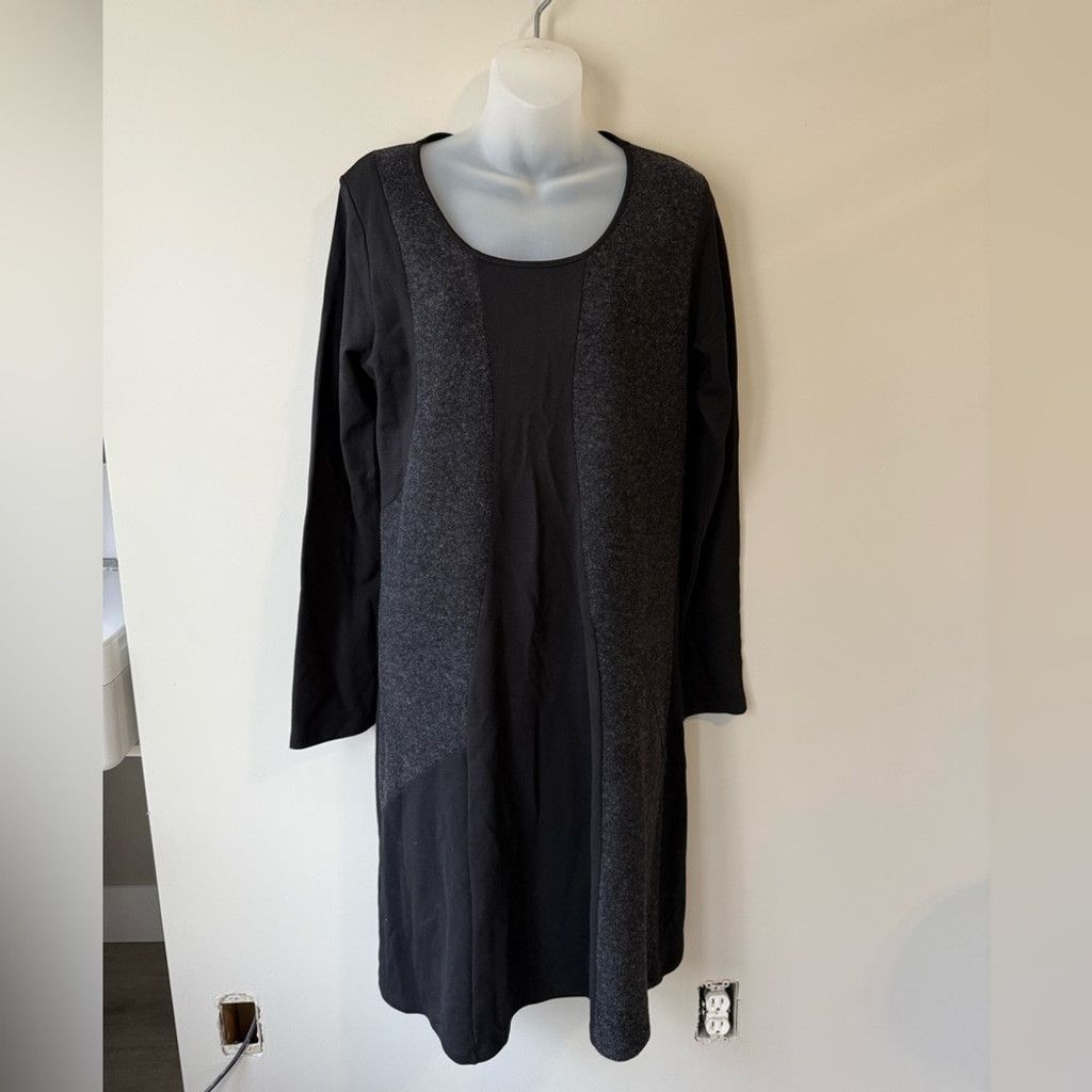 The Unbranded Brand Kokomarina Gray and Black Long Sleeve Sheath Dress Size L / US 10 / IT 46 - 1 Thumbnail