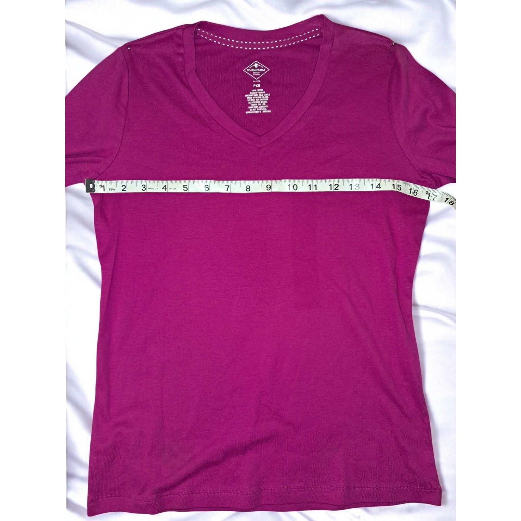Designer St. John's Bay 3/4 Sleeve Pink V-Neck Size PXS T-shirt Size XS / US 0-2 / IT 36-38 - 6 Thumbnail